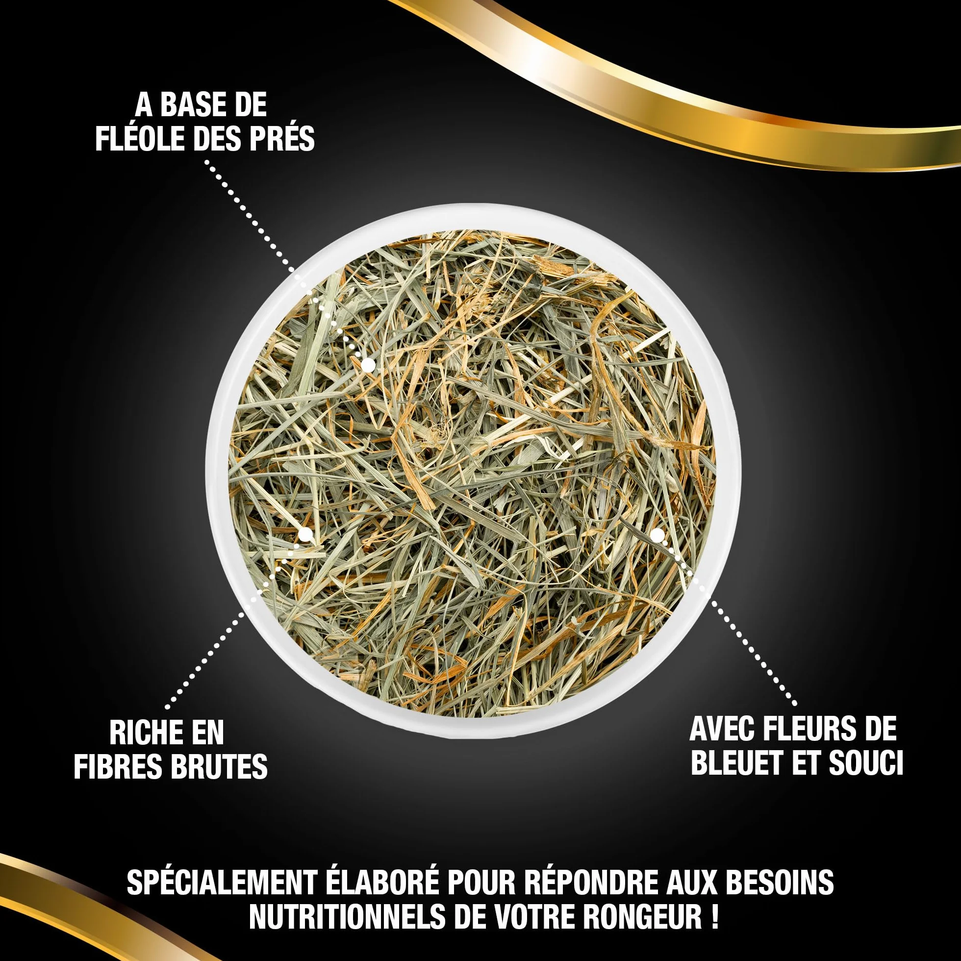 Foin Premium Timothy Aux Fleurs Non Pressées Aliment Complémentaire pour Rongeurs Fléole des Prés 500 g