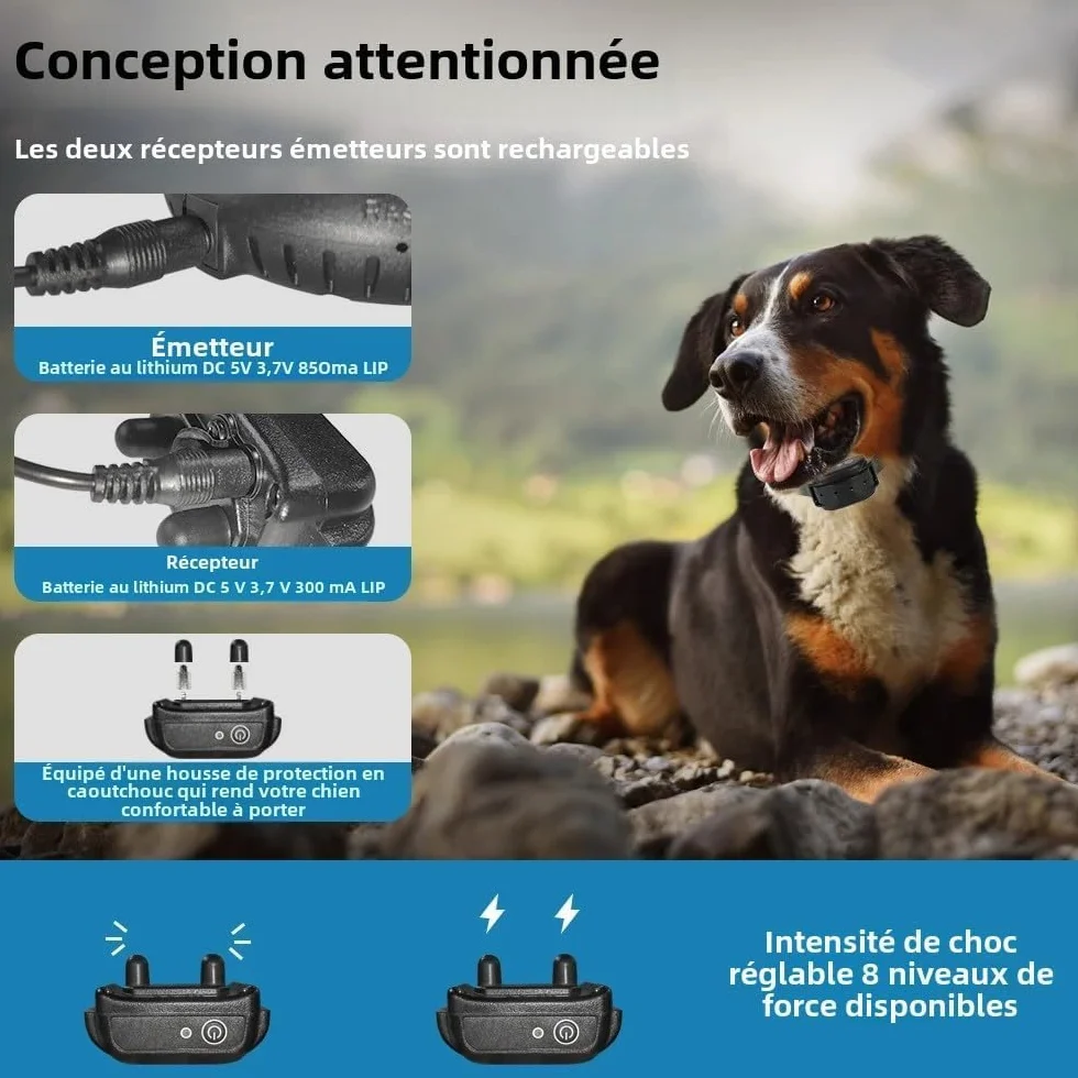Clôture Électronique Sans Fil pour Animaux de Compagnie Anti-Fugue et Stop Barker pour 2 Chiens