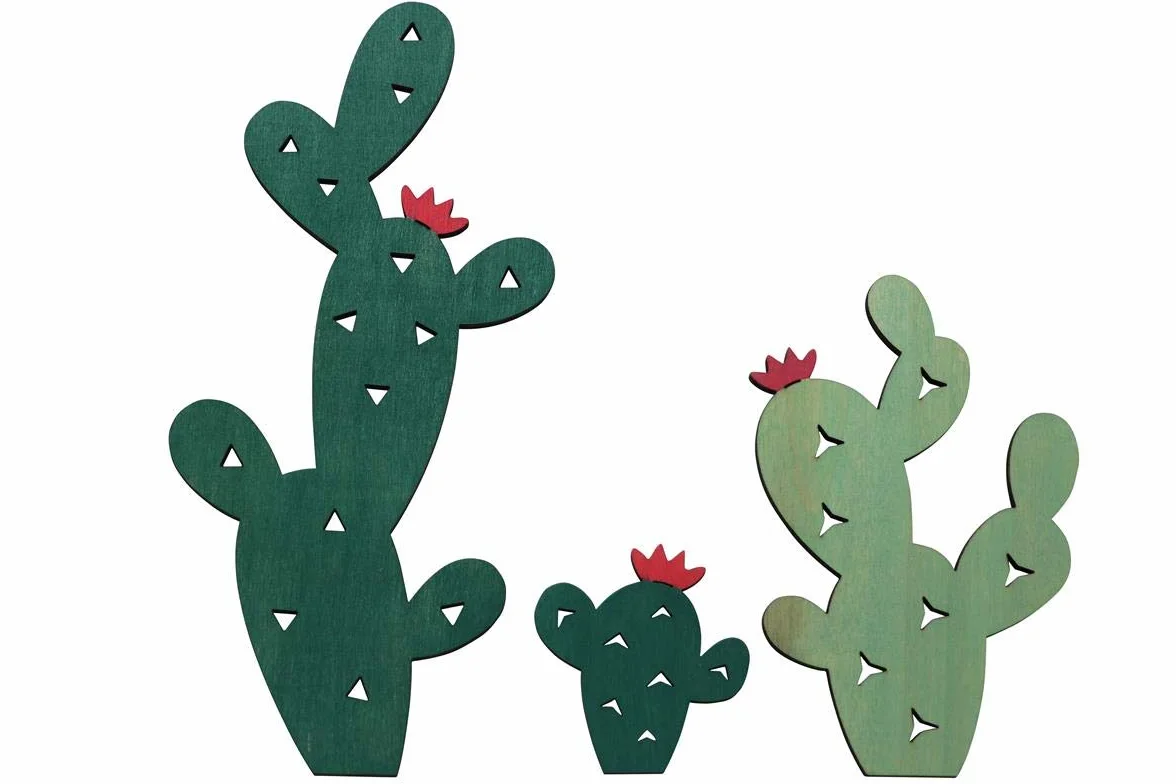 Déco en Bois Cactus 3pcs 5-19cm