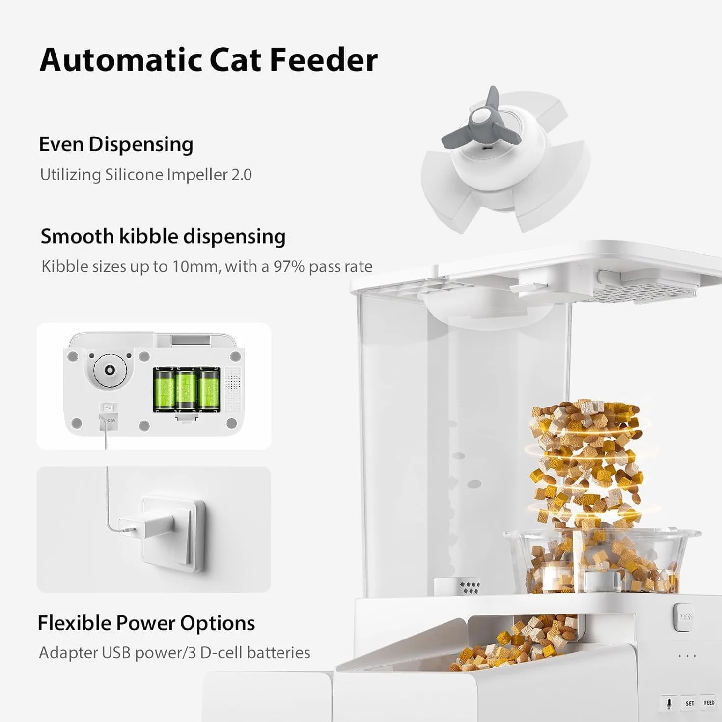 Distributeur Croquettes Chat Automatique 2 en 1 5L Programmable avec Fontaine Eau 4L Enregistrement Vocal 10S
