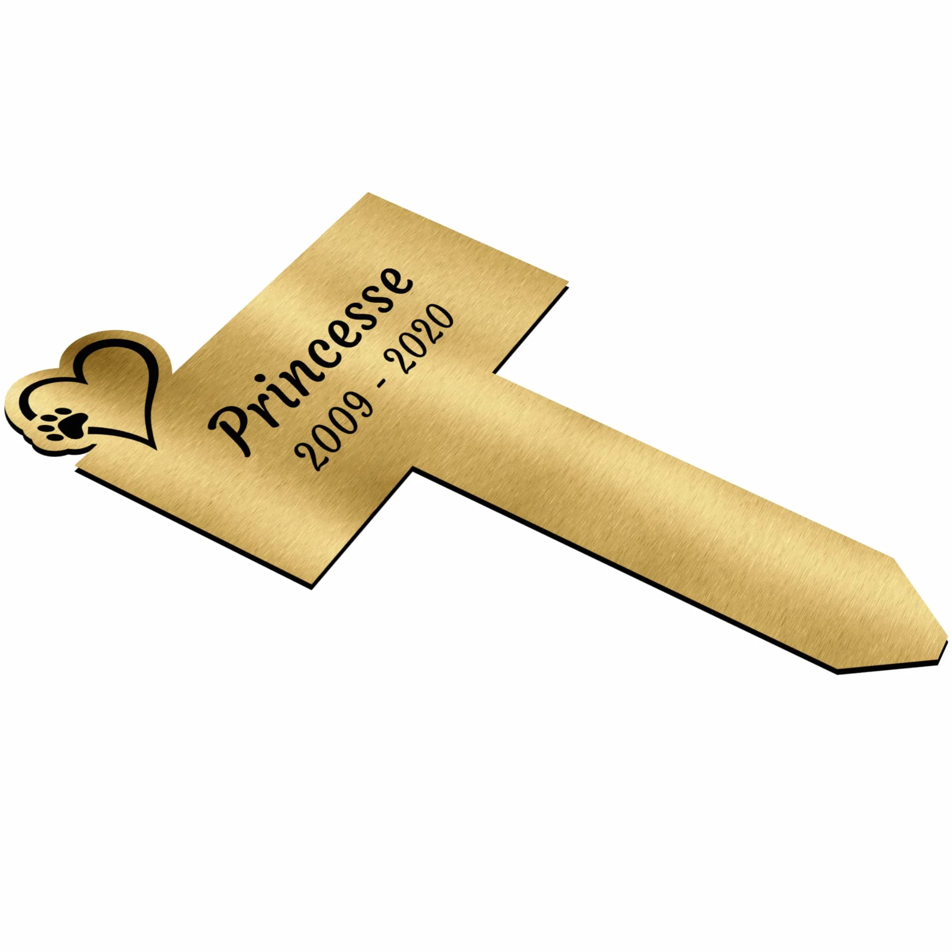 Piquet Funéraire Commémoratif Personnalisé pour Animaux - Plaque Funéraire avec Texte Personnalisable (Coeur)