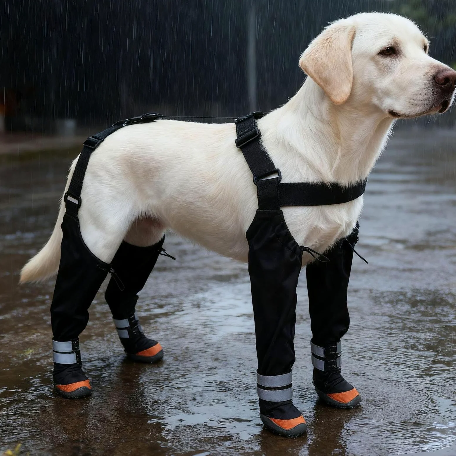 Bottes à Bretelles pour Chien Protège-pattes Imperméable | Bottes Antidérapantes avec Bande Réfléchissante pour Chiots et Chiens par Temps Froid, Marche Hivernale en
