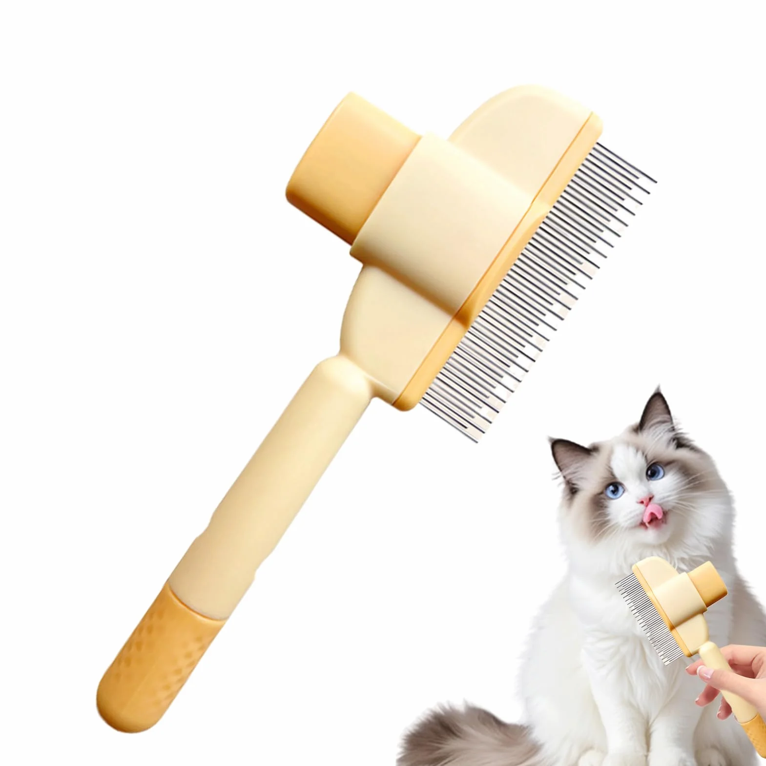 Brosse pour chat et chien - Peigne autonettoyant d'épilation avec bouton de déverrouillage - Brosse de toilettage poils longs et courts