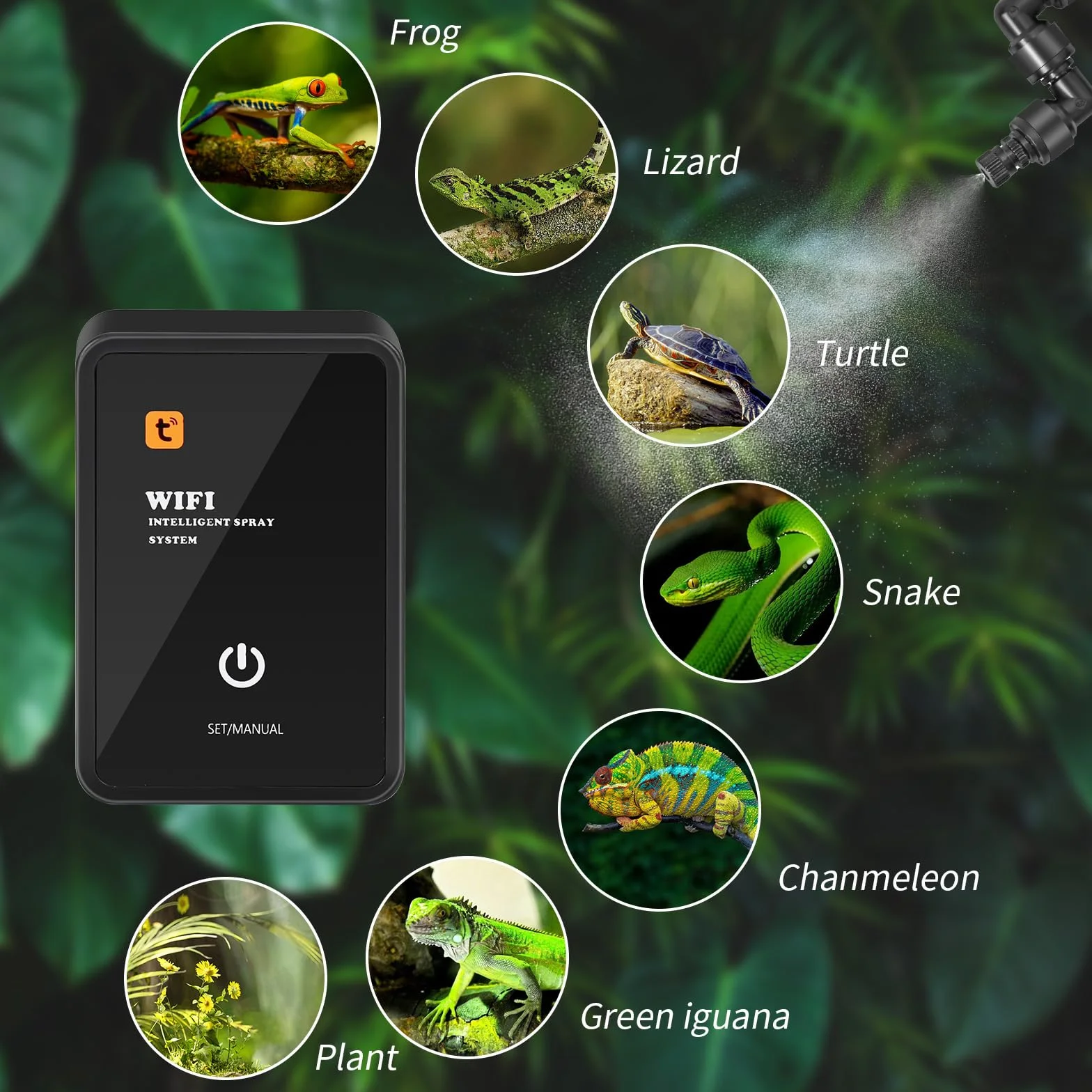 Glovios Brumisateur Terrarium Humidificateur avec Arroseur de Brouillard Réglable 360° pour Reptiles
