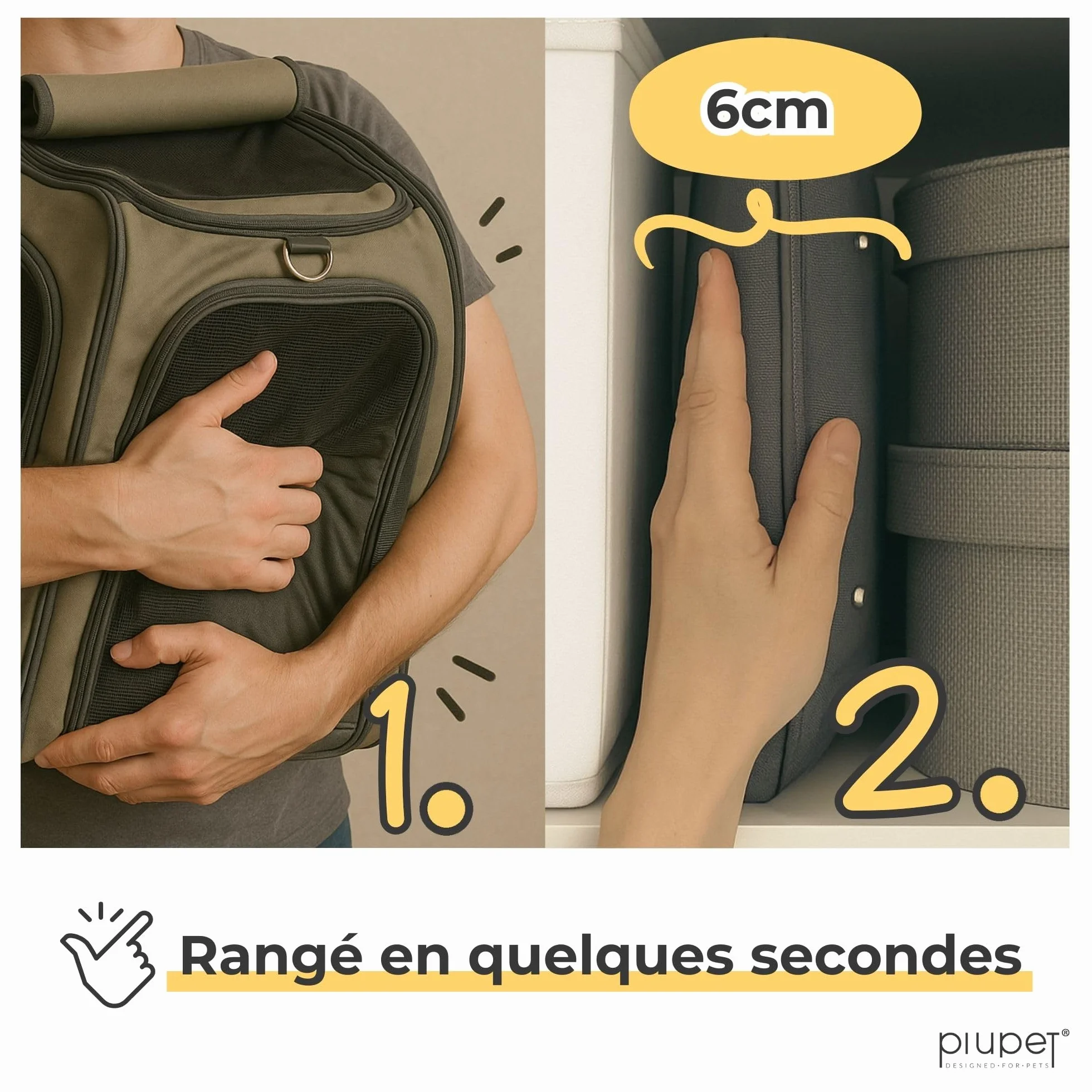 PiuPet® Caisse de Transport Chat Petit Chien jusqu'à 10kg 4 Ouvertures Sac Cabine