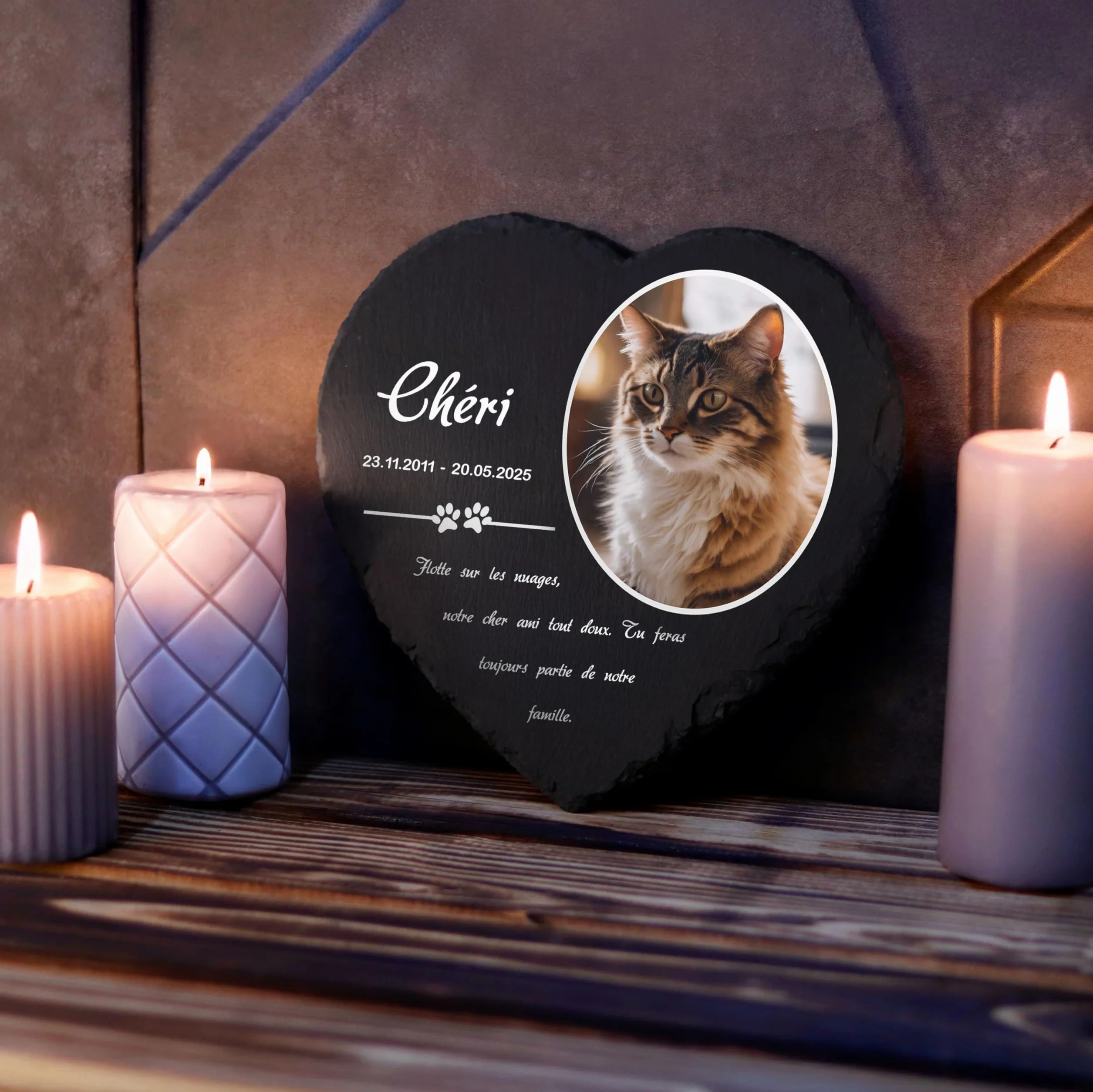 Plaque funéraire personnalisée pour Chien et Chat - Ardoise gravée Pierre tombale Animaux