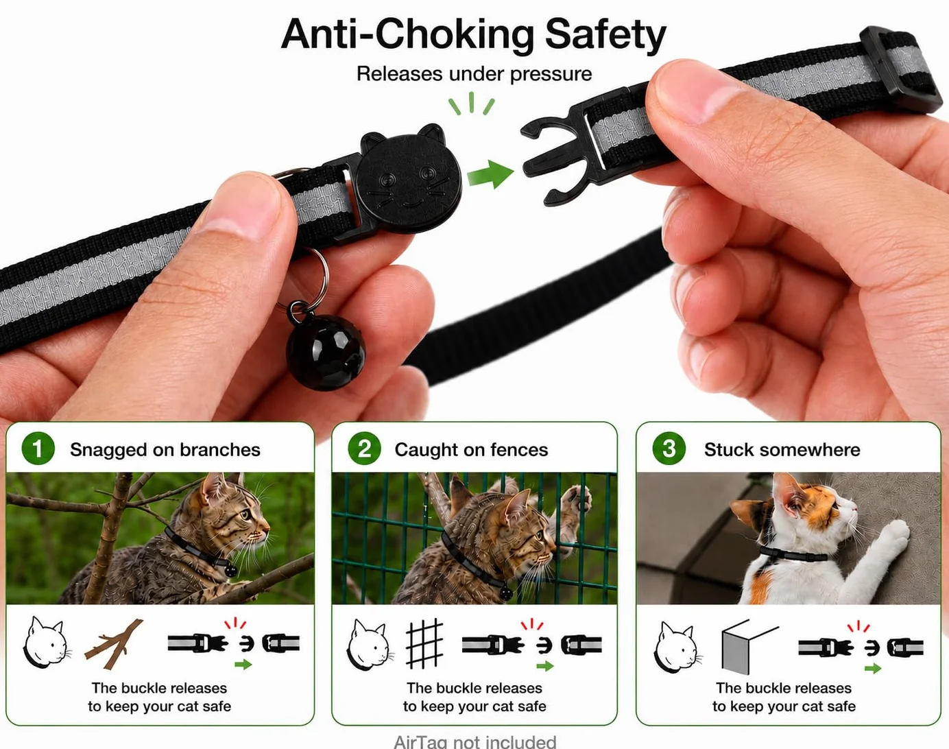 Collier pour Chat Compatible AirTag Orange – Sécurité Anti-Étranglement Réglable Léger