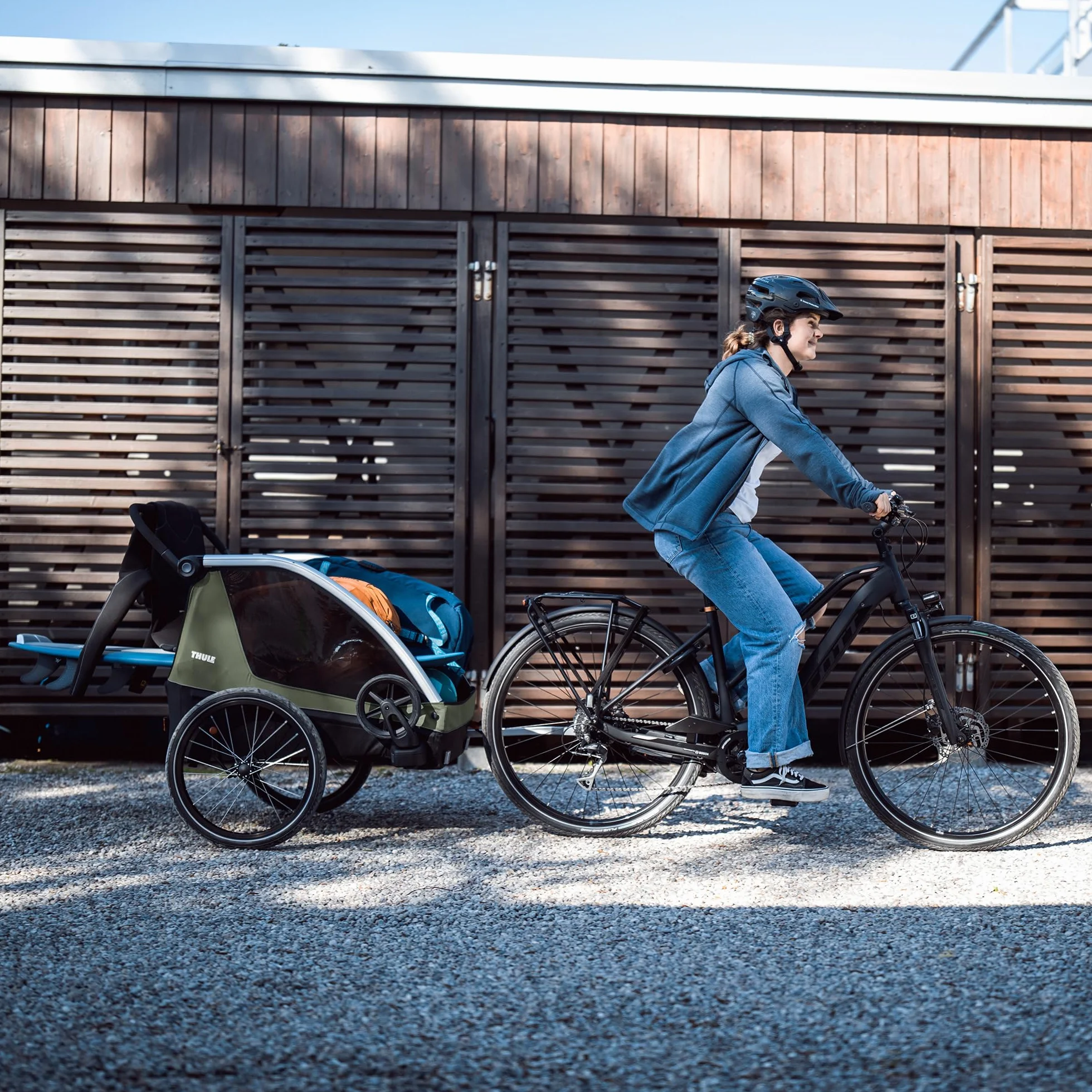 Thule Courier Remorque De Vélo Enfants Chiens Cargo Vintage Green