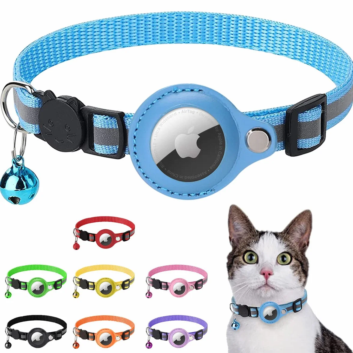 Collier Chat Airtag Support Apple Air Tag Réfléchissant Boucle Sécurité Anti étranglement Chaton