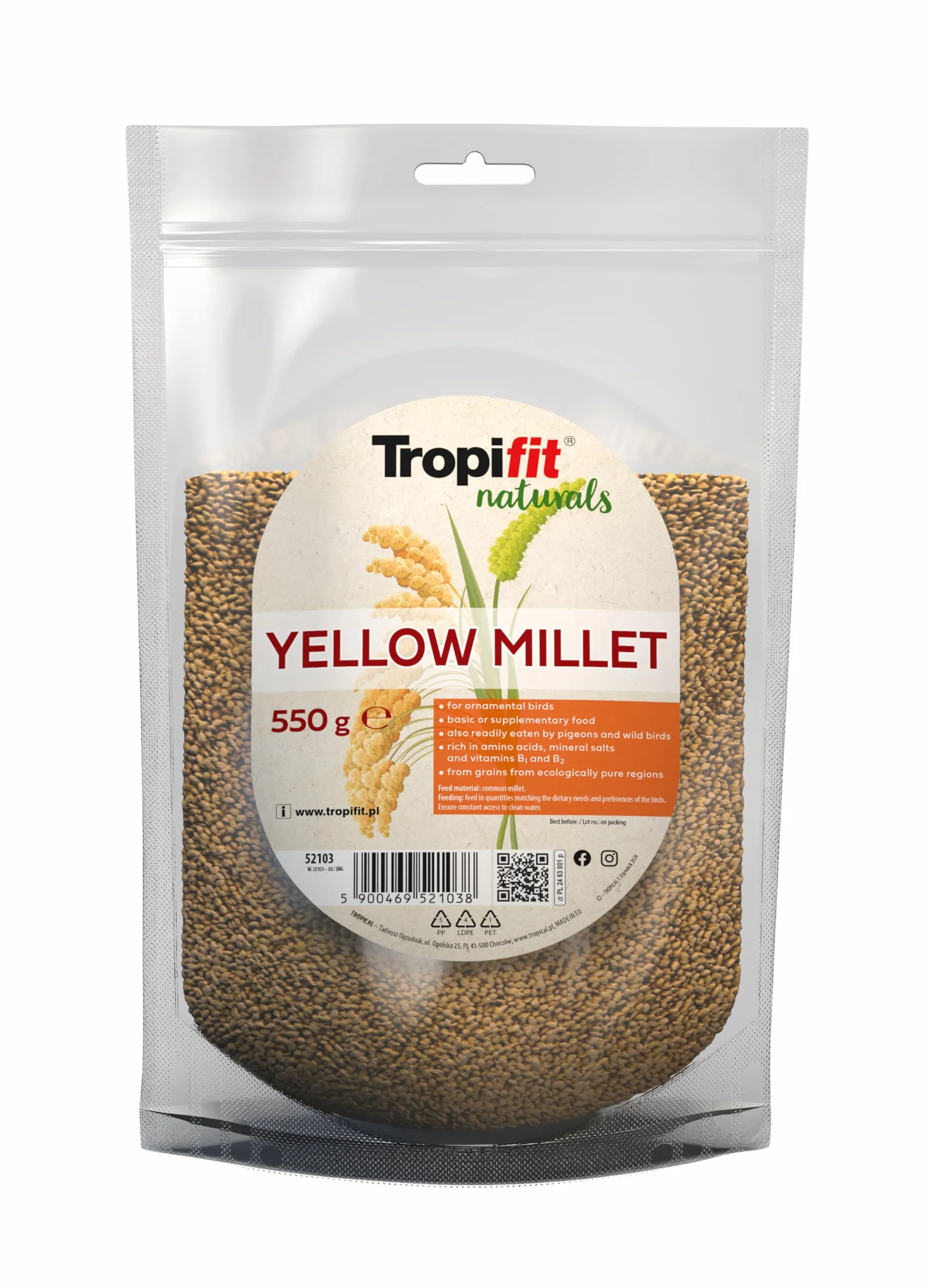 Millet Jaune 550g Alimentation Oiseaux d'ornement