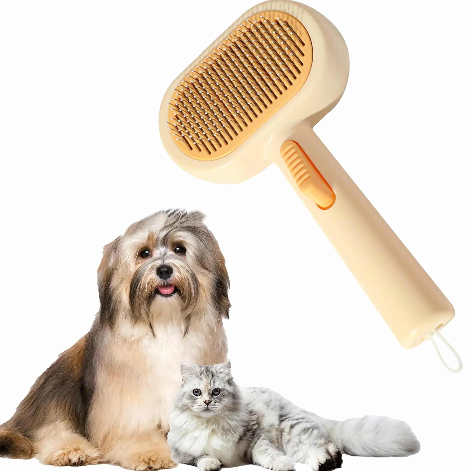 Brosse pour Chat et Chien Autonettoyante Retrait Poils Lâches Poil Long Court