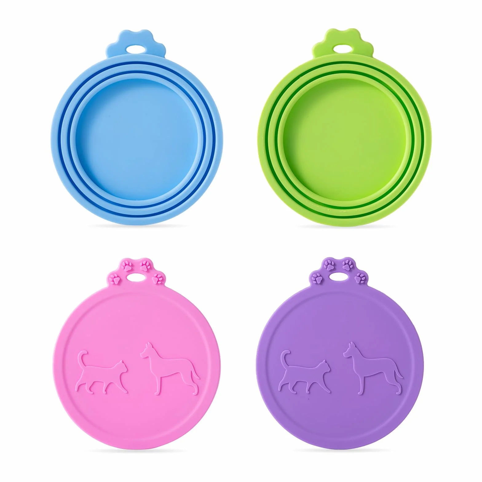 Silicone Couvercles Universels pour Boîtes de Conserve Set de 4 Couleurs Modèle Relief Ouverture Portable