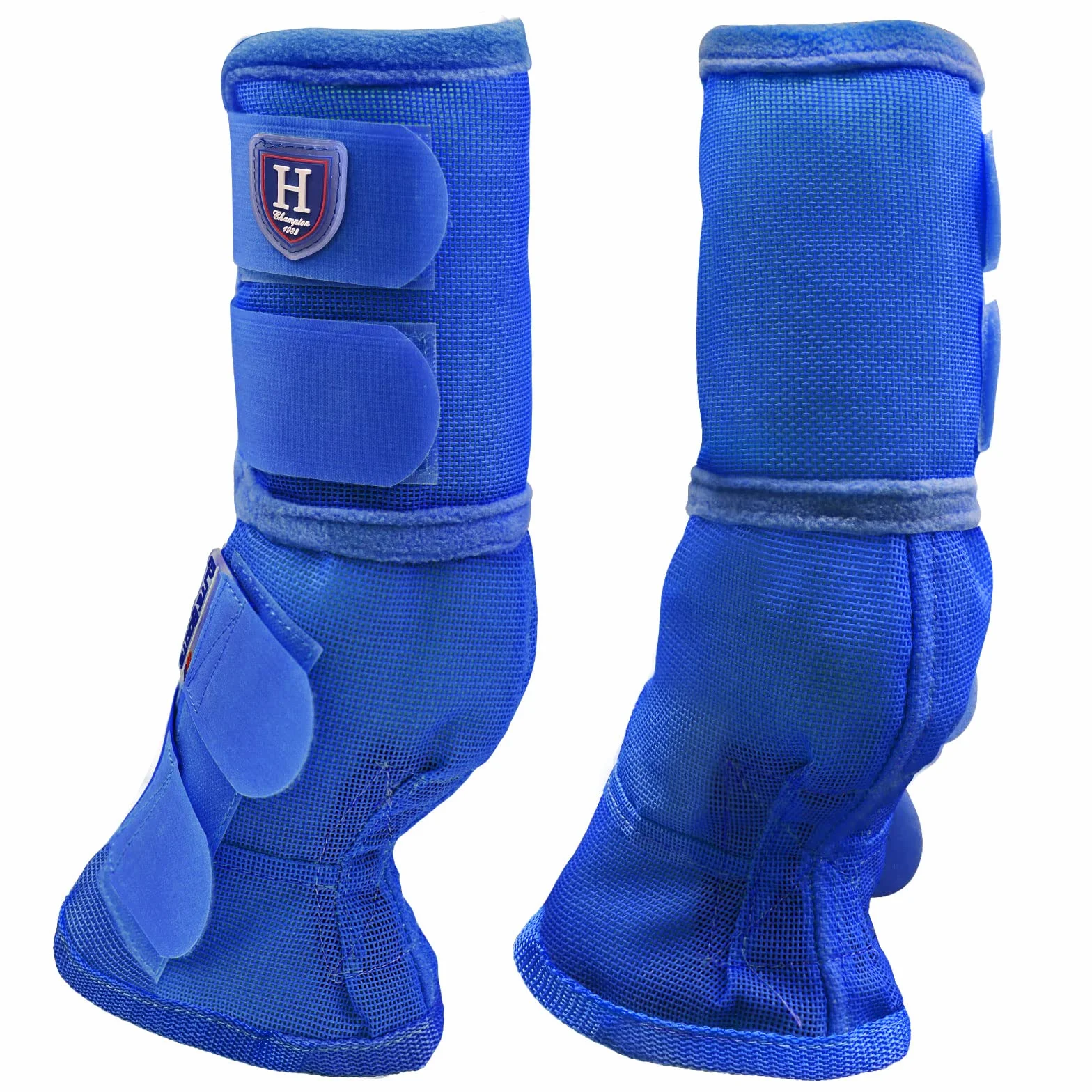 Harrison Howard Lot de 4 guêtres anti-mouches pour cheval - Bleu foncé - XL