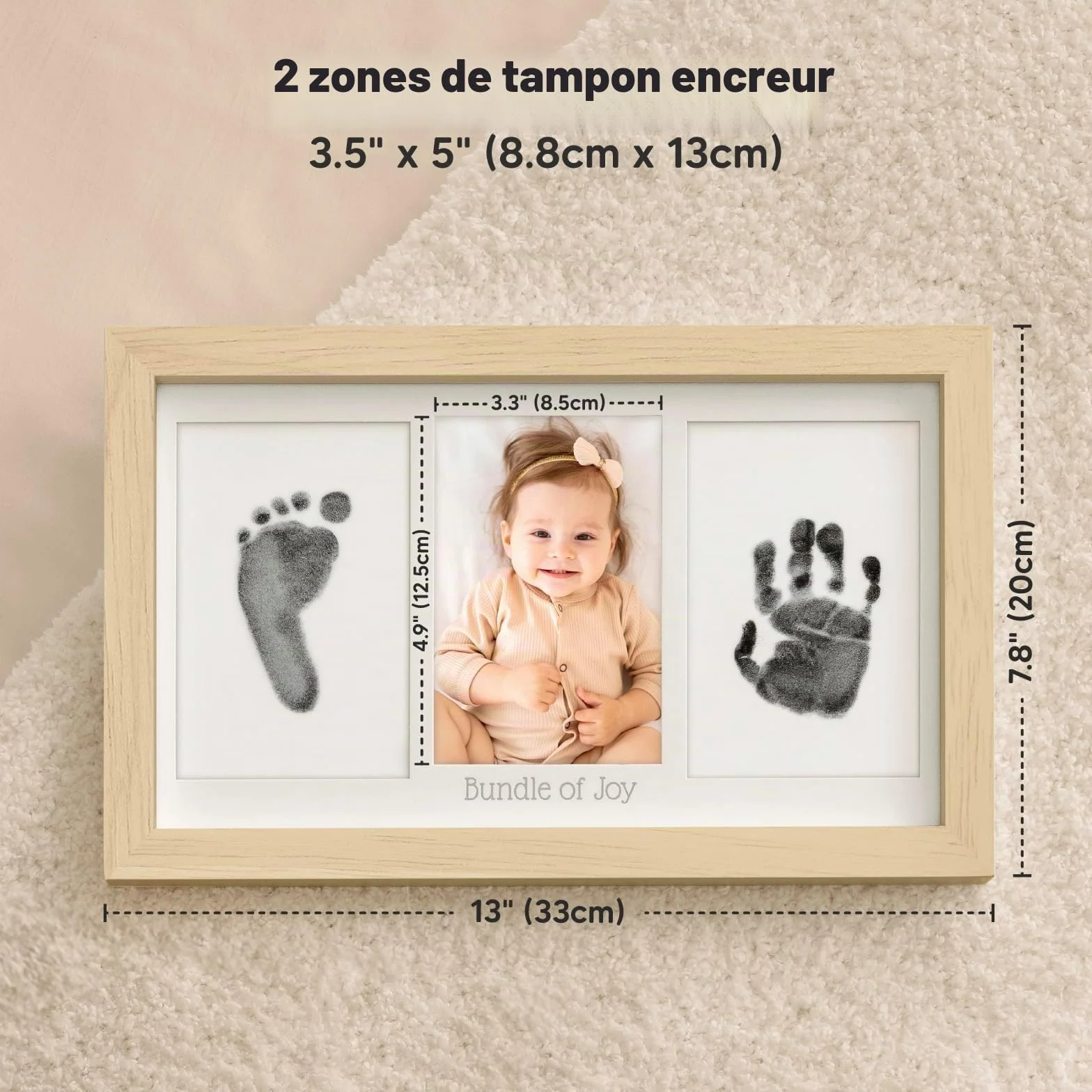 KeaBabies Ensemble d'empreintes de main et de pieds de bébé - Tampon encreur Clean Touch pour nouveau-né, cadre photo empreinte main Fabre (Ash Wood)