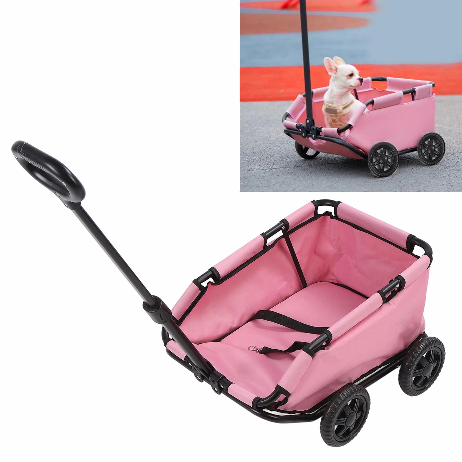 Chariot de Transport pour Chiens et Chats, Poussette Pliable 4 Roues, 51 x 35 x 23 cm