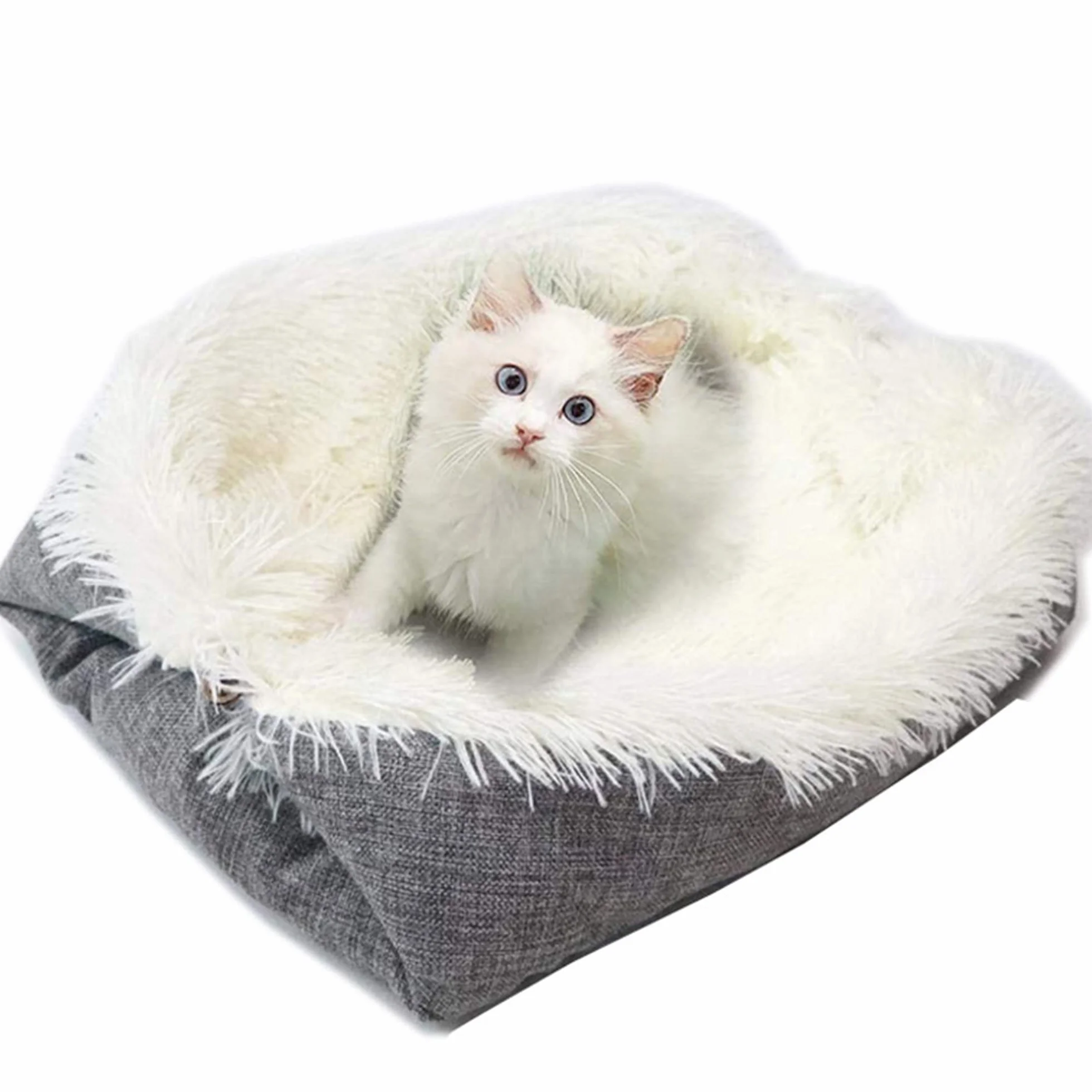 Lit pour Chat Chien 2 en 1 Panier Coussin Doux Confortable Nid Chiot Moelleux
