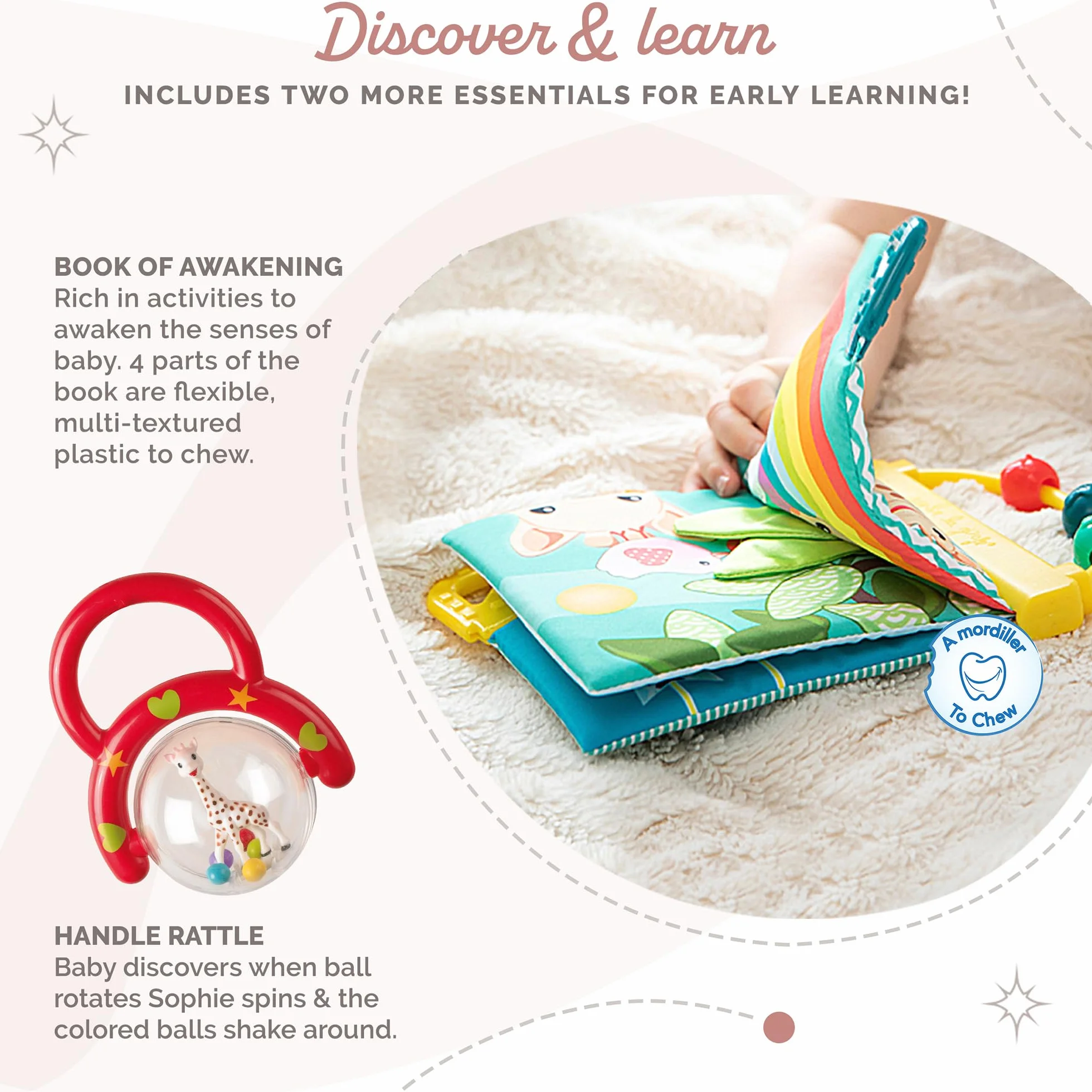 Sophie la Girafe Coffret Cadeau Livre d'Eveil Hochet Caoutchouc 100% Naturel Jouet Premier Age
