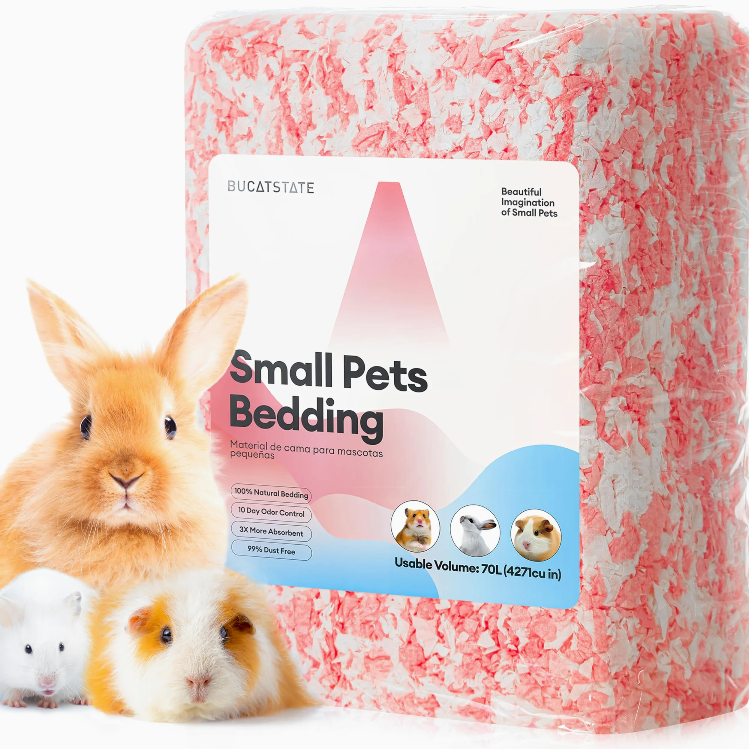 BUCATSTATE Literie pour petits animaux, 70 l, rose