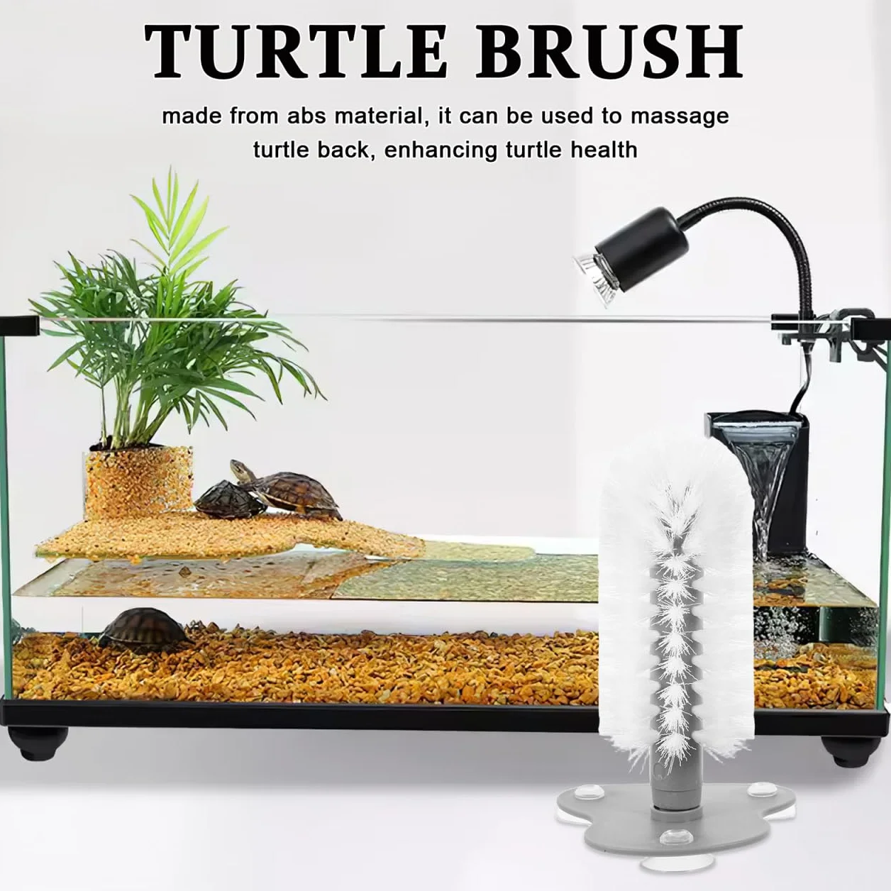 TOYANDONA Brosse de nettoyage pour tortue avec ventouse puissante en ABS Anti-rayures Accessoire réservoir