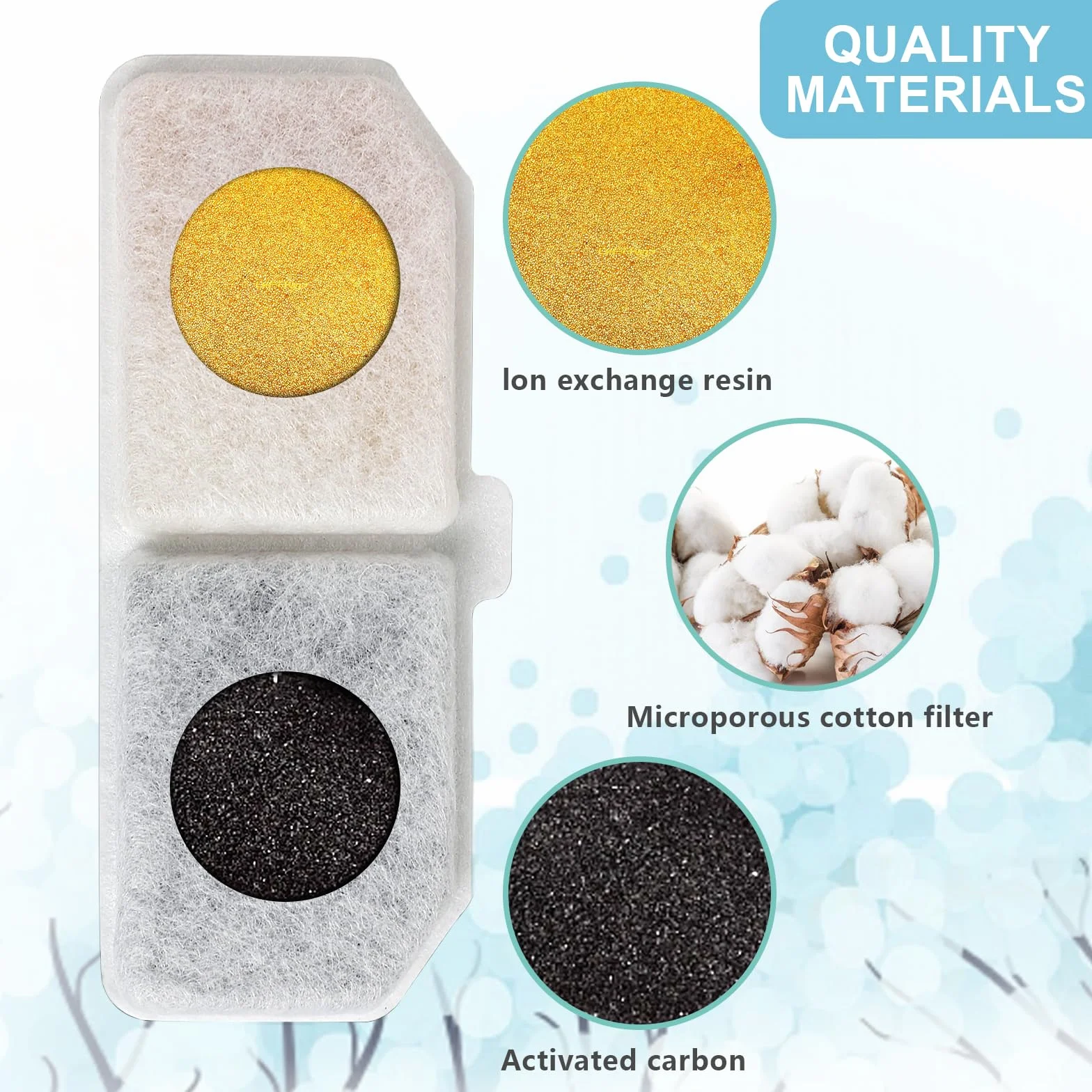 Filtre Fontaine Eau Chat Remplacement Chien Charbon Actif 12 Pcs
