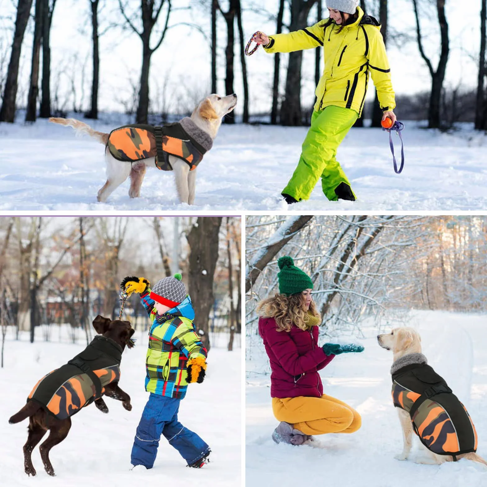 Manteau d'hiver imperméable pour chien avec doublure polaire et réflecteur ajustable