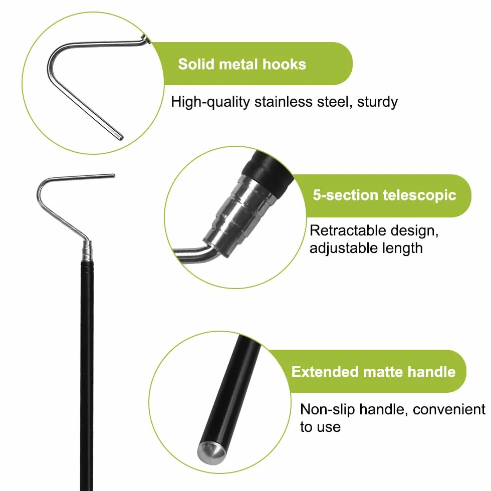 DONGKER Bâton de Capture de Reptiles en Acier Inoxydable 40 Pouces Extensible pour Attraper les Serpents