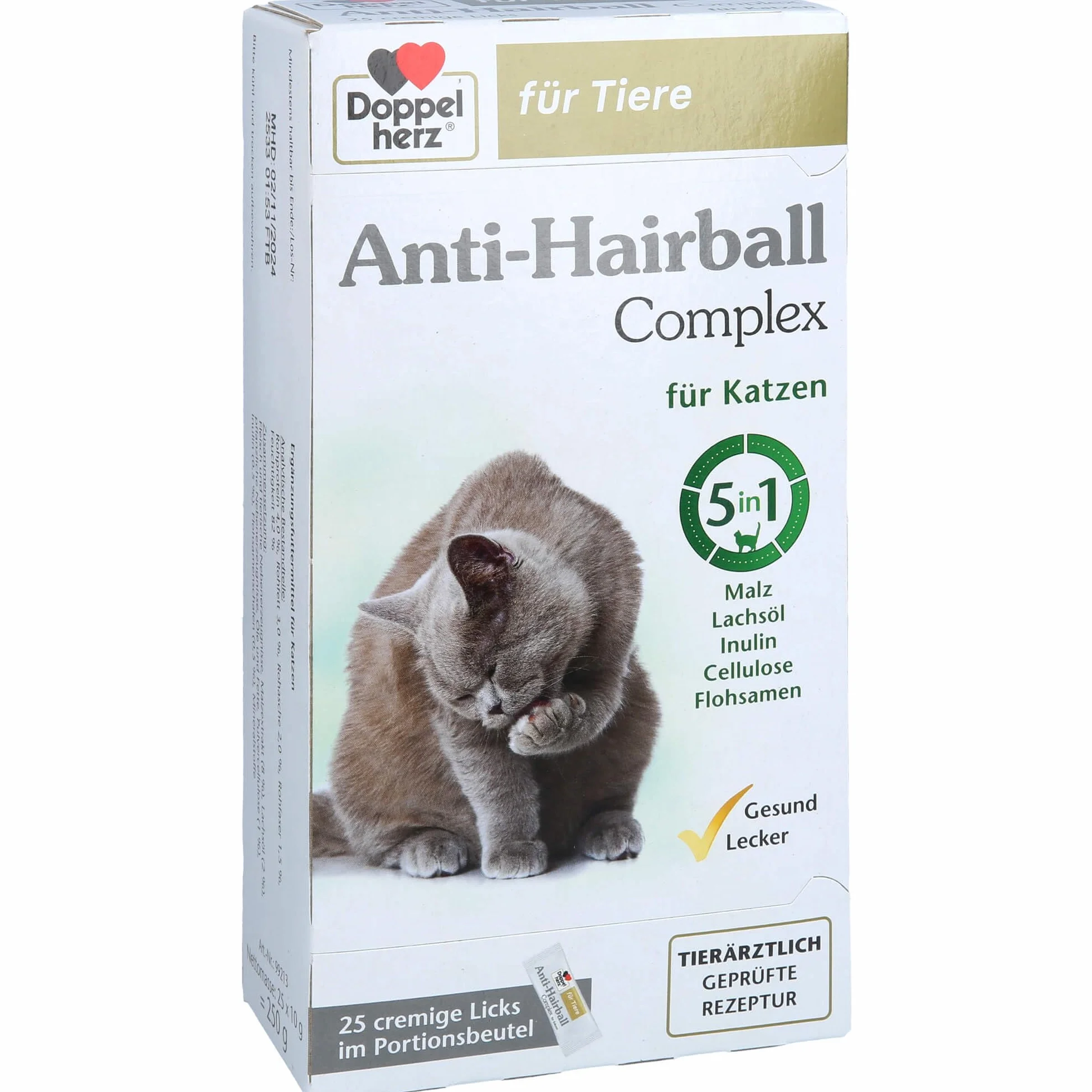Doppelherz Complexe Anti-Boules de Poils pour Chats 25 léchages