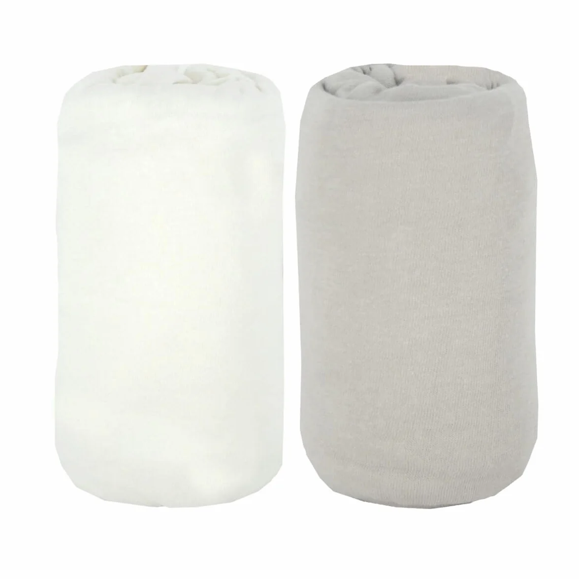 BabyCalin Lot de 2 Draps Housse Blanc/Gris 60 x 120 cm Certifié OEKO-TEX