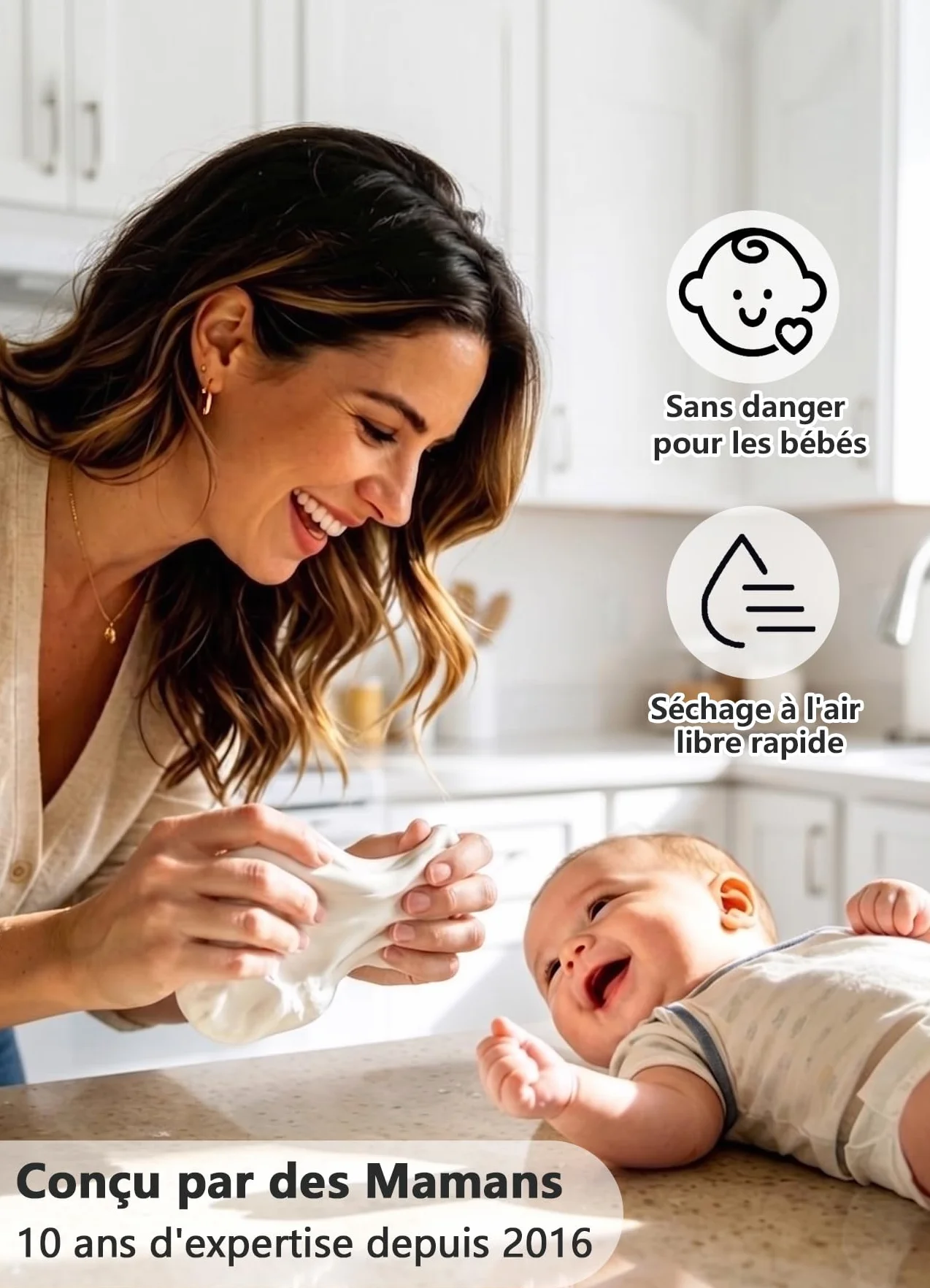 Cadre Empreintes Bébé Kit Empreinte Pieds et Mains Personnalisé Cadeau Nouveau Né Naissance Blanc