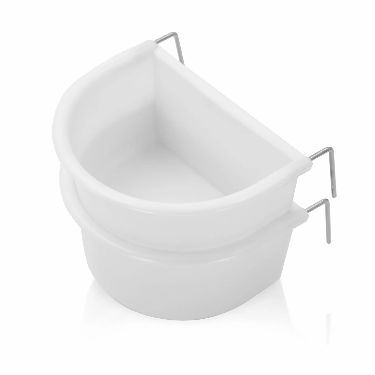 Gamelles en plastique en forme de D avec crochet pour perroquet, perruche, calopsitte - Lot de 4