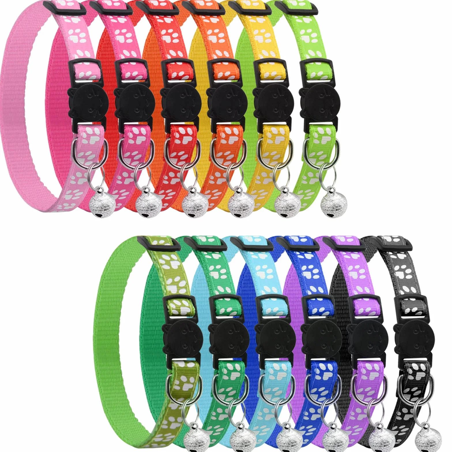 Collier Chat Anti Étranglement Réfléchissant Réglable avec Clochette de Sécurité