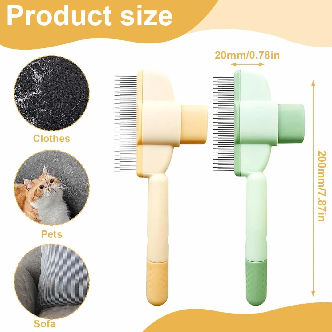 Brosse autonettoyante pour chat - Peigne à puces poils longs et courts - Vert