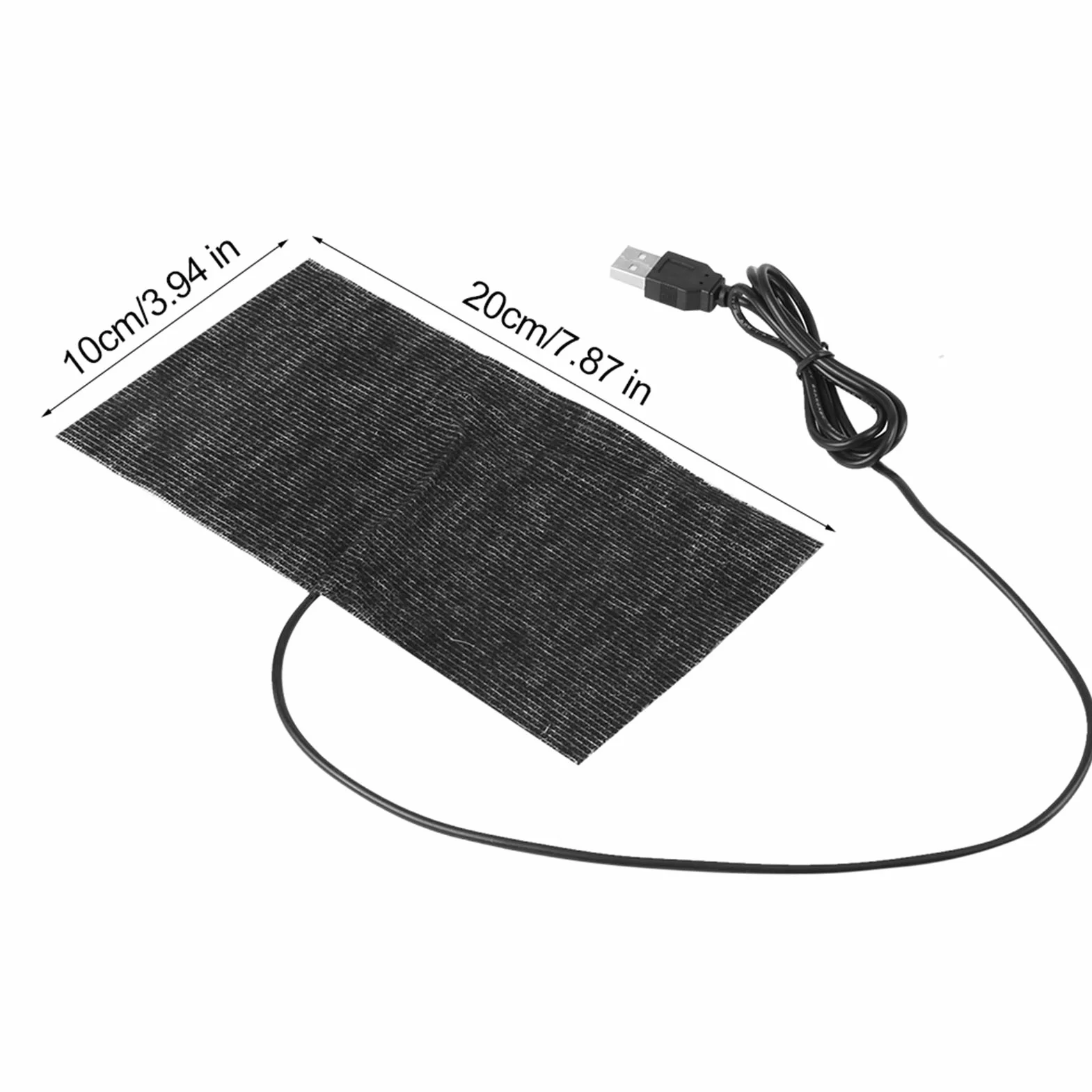 Tapis Chauffant USB 5V 20x10 cm Fibre de Carbone Noir
