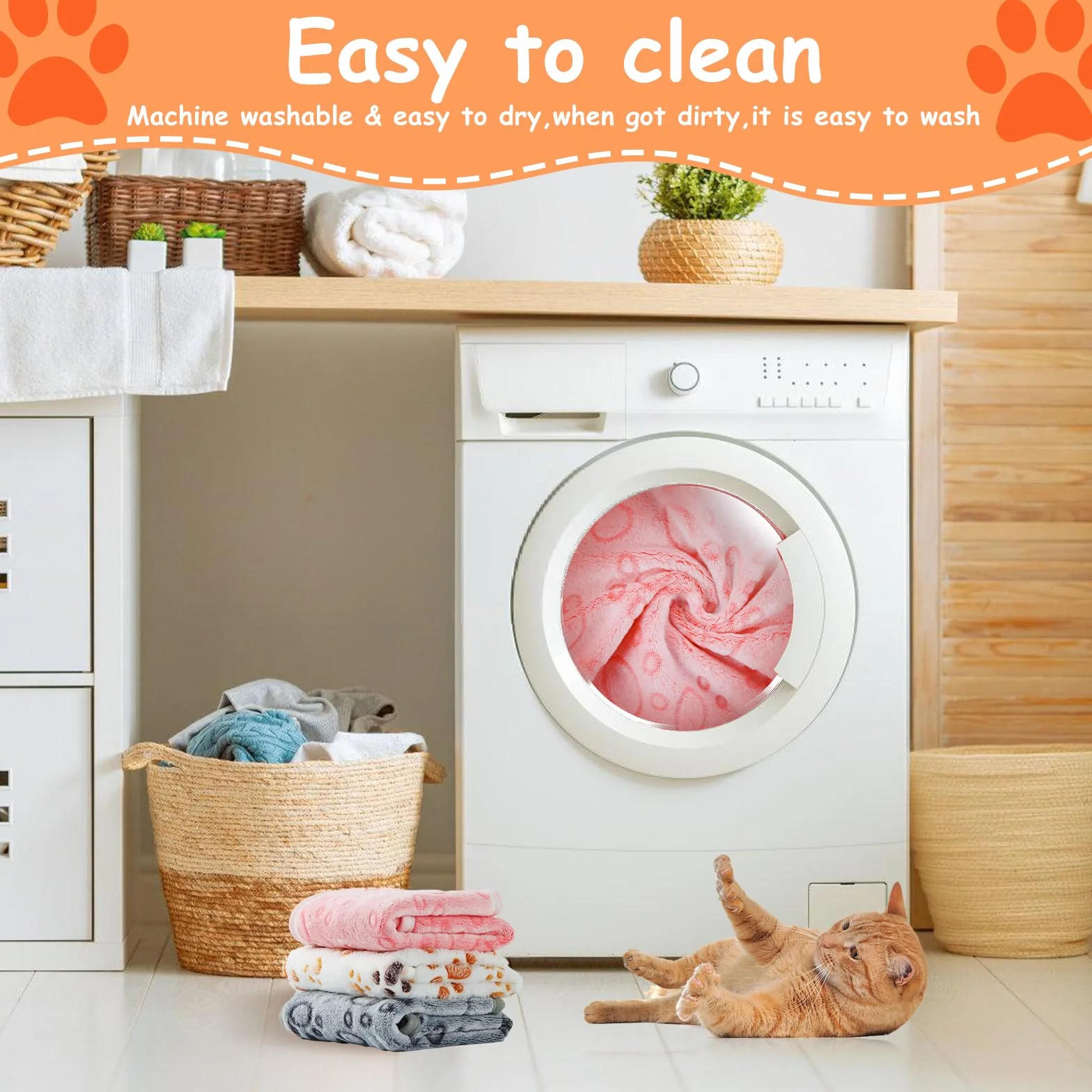 CIYIN Couverture pour Chien Chat en Flanelle Douce, Lavable avec Imprimé Patte (60x40cm, Blanc, Gris, Rose)