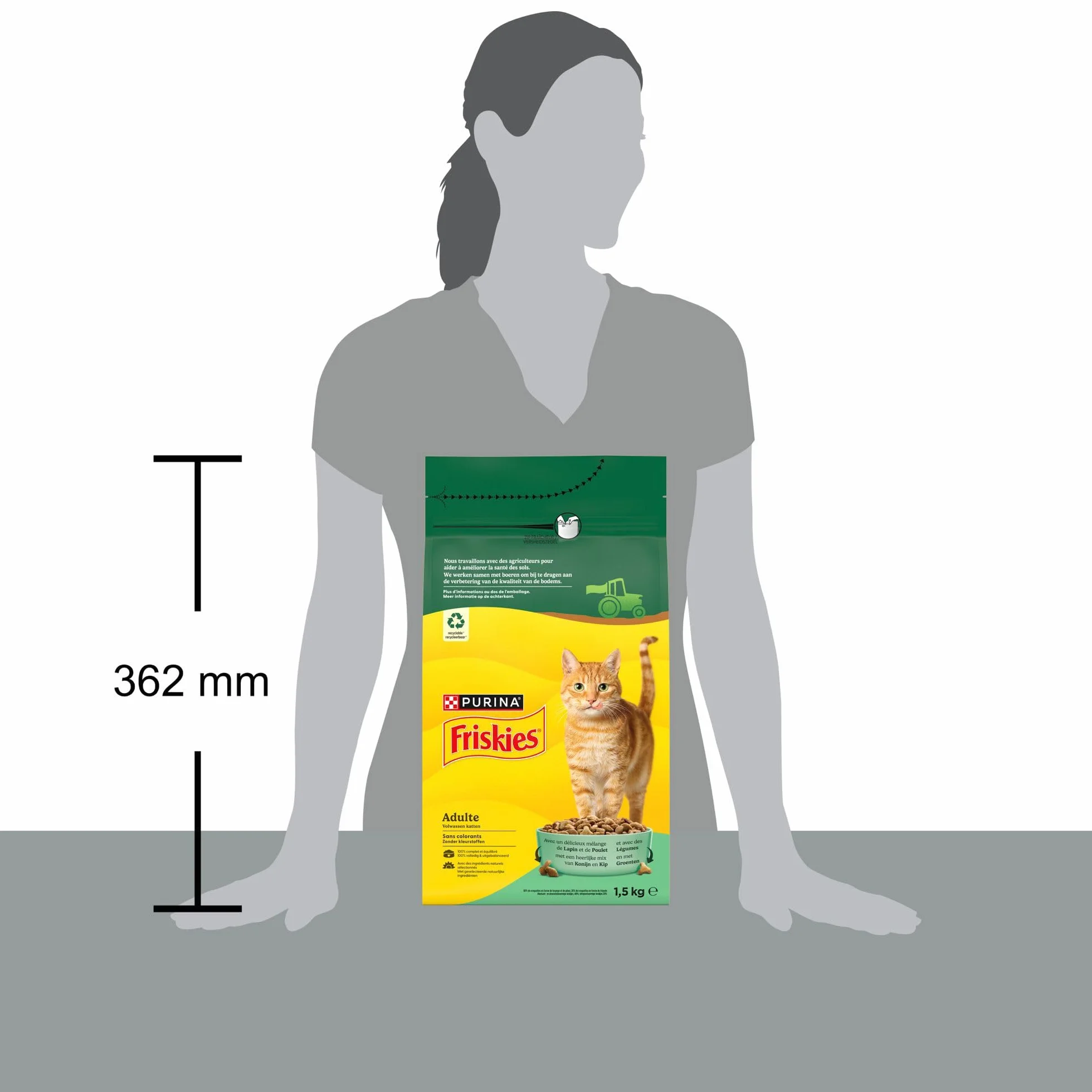 FRISKIES Croquettes pour Chat Adulte Au Lapin, au Poulet et aux Légumes 1,5 KG