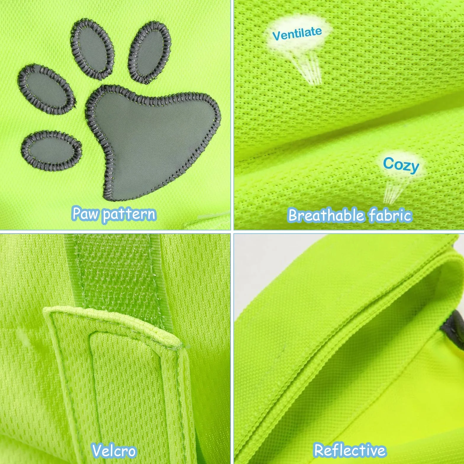 Gilet Jaune Bandes Réfléchissantes Chien Conception Réglable pour Promenades Nocturnes