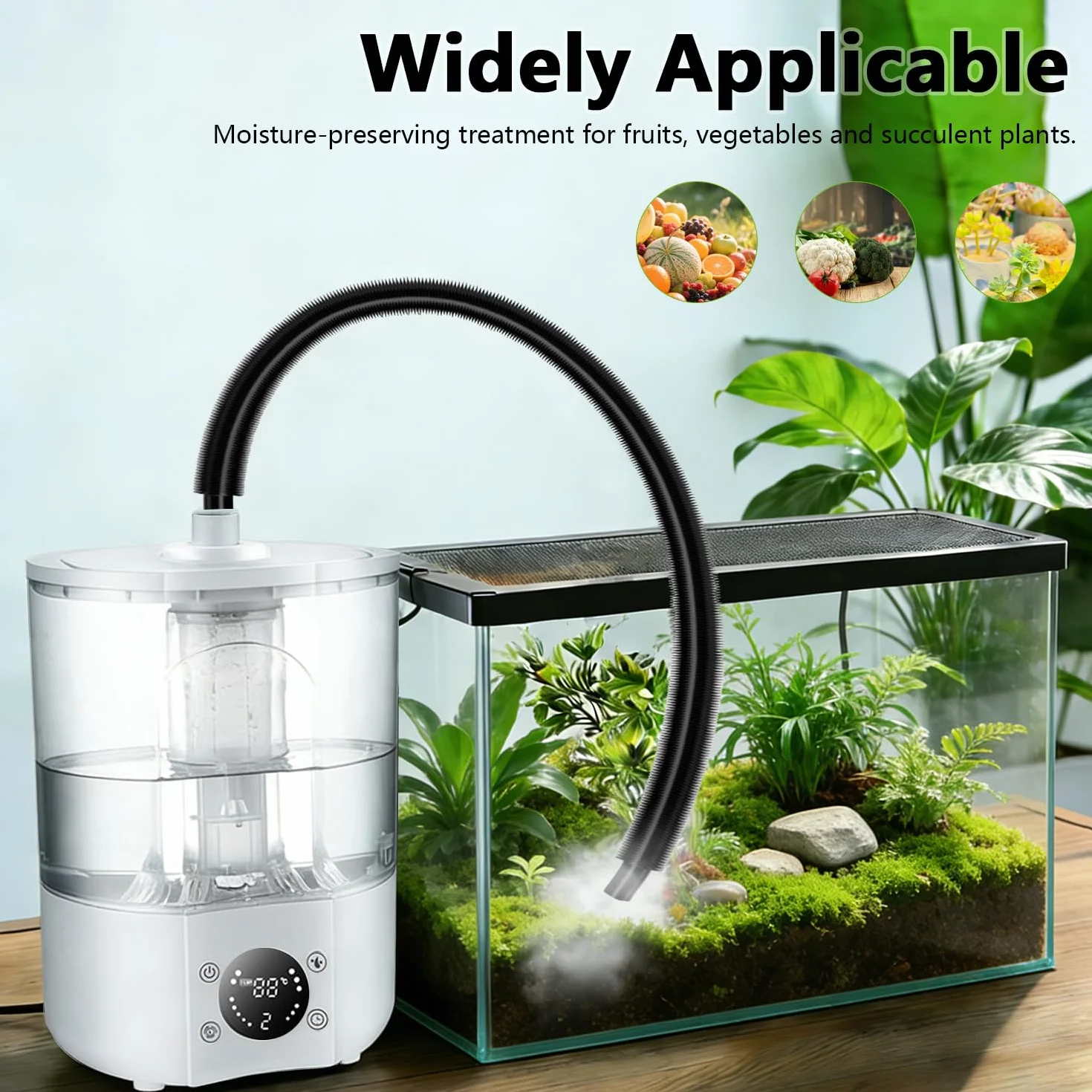 Humidificateur pour Reptiles 4 L Grand Réservoir Brumisateur pour Terrariums avec Télécommande et 2m Tuyau Diffuseur Ultra-silencieux