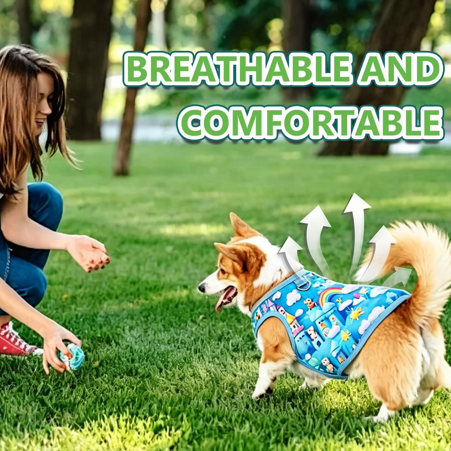 T-Shirt Vetement Chien Été Le Canard Bleu Ourson Respirant Protection UV Petits Moyens Chiens L