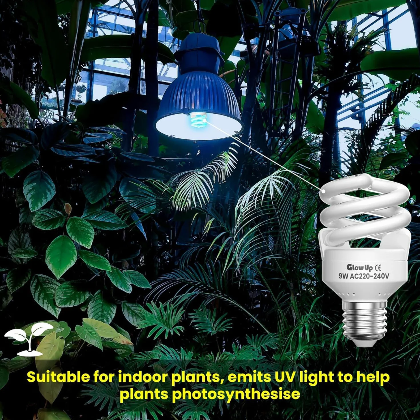 GlowUp 9W Ampoule UVB 10.0 E27 Lampe Terrarium AC 220-240V UVA UVB