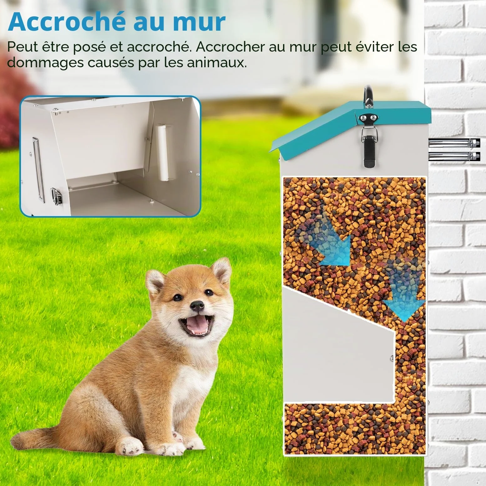 Mangeoire Automatique à Gravité Réservoir 6 kg pour Animaux Domestiques, Distributeur de Croquettes pour Chien, Chat et Chiots, Station de Nourrissage Continue