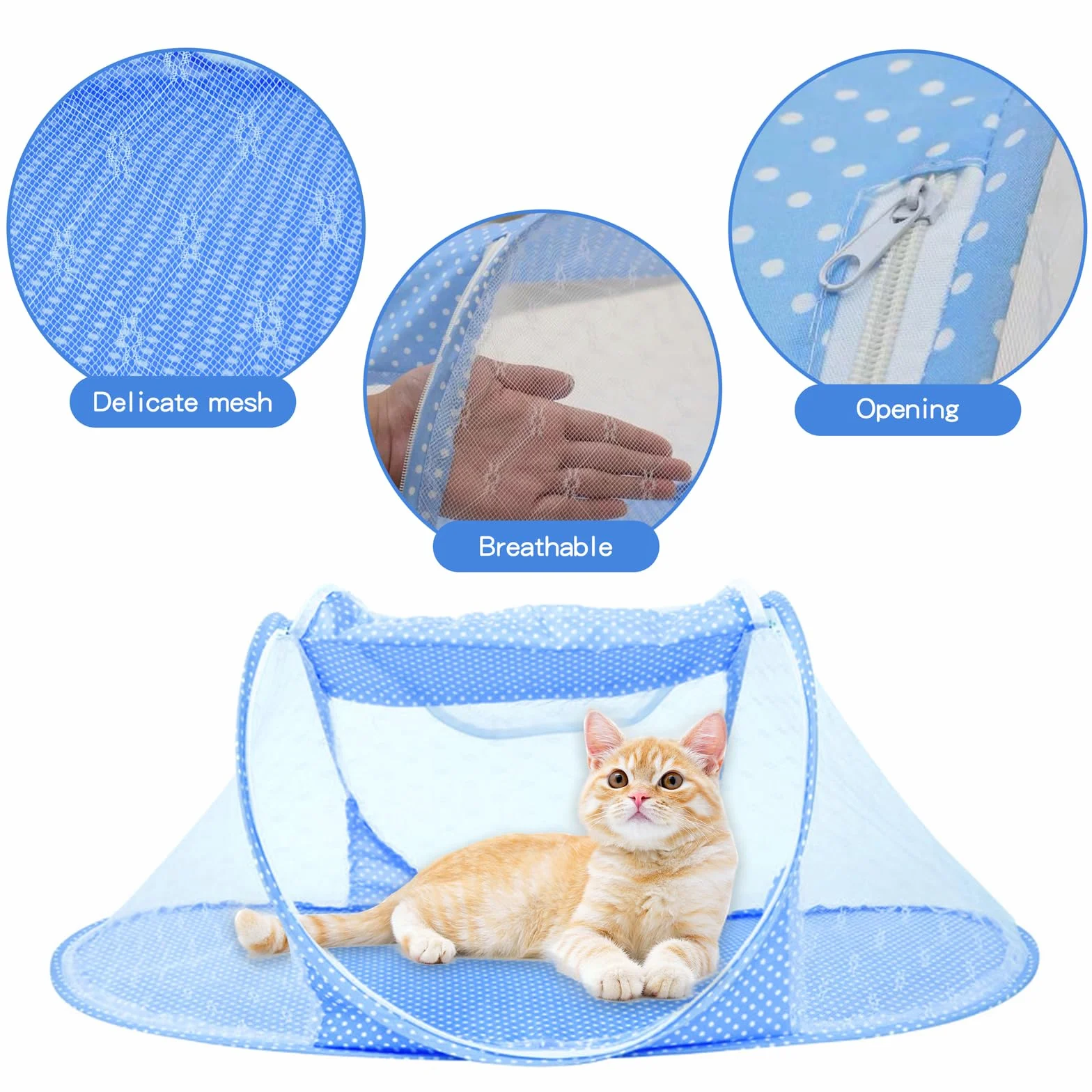 Tente d'extérieur pour animaux de compagnie en maille pliable respirante 108x60x40cm