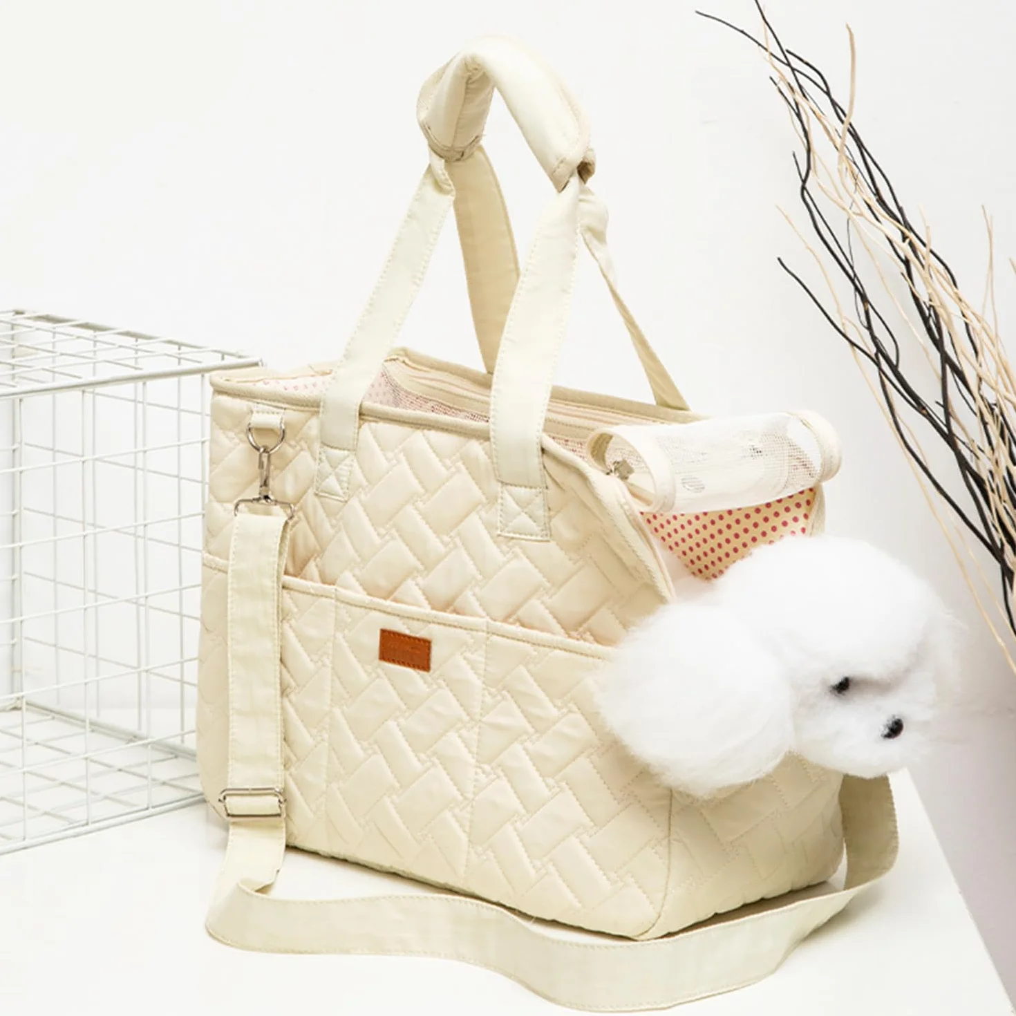 Woolala Sac de transport pour animaux de compagnie, sac de transport pour chiens et chats, sac de voyage pour chiens avec filet respirant, sac de voyage portable pour chiots, tapis pour animaux de