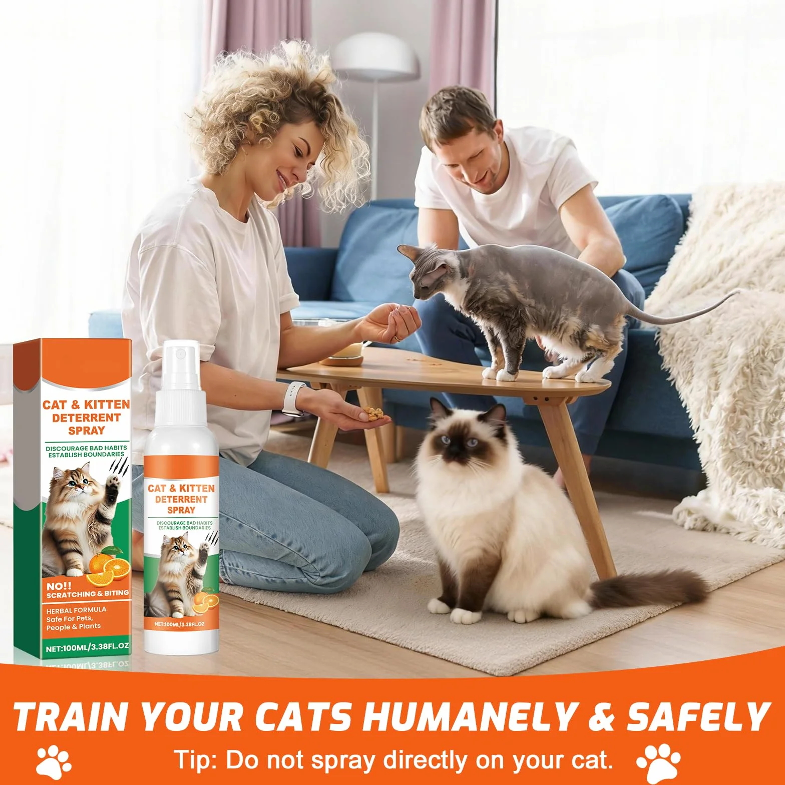 Naturel Répulsif Chat Extérieur Intérieur Spray Anti Griffe Rayure Stop Pipi Non Tachant Protection Meubles Canapé