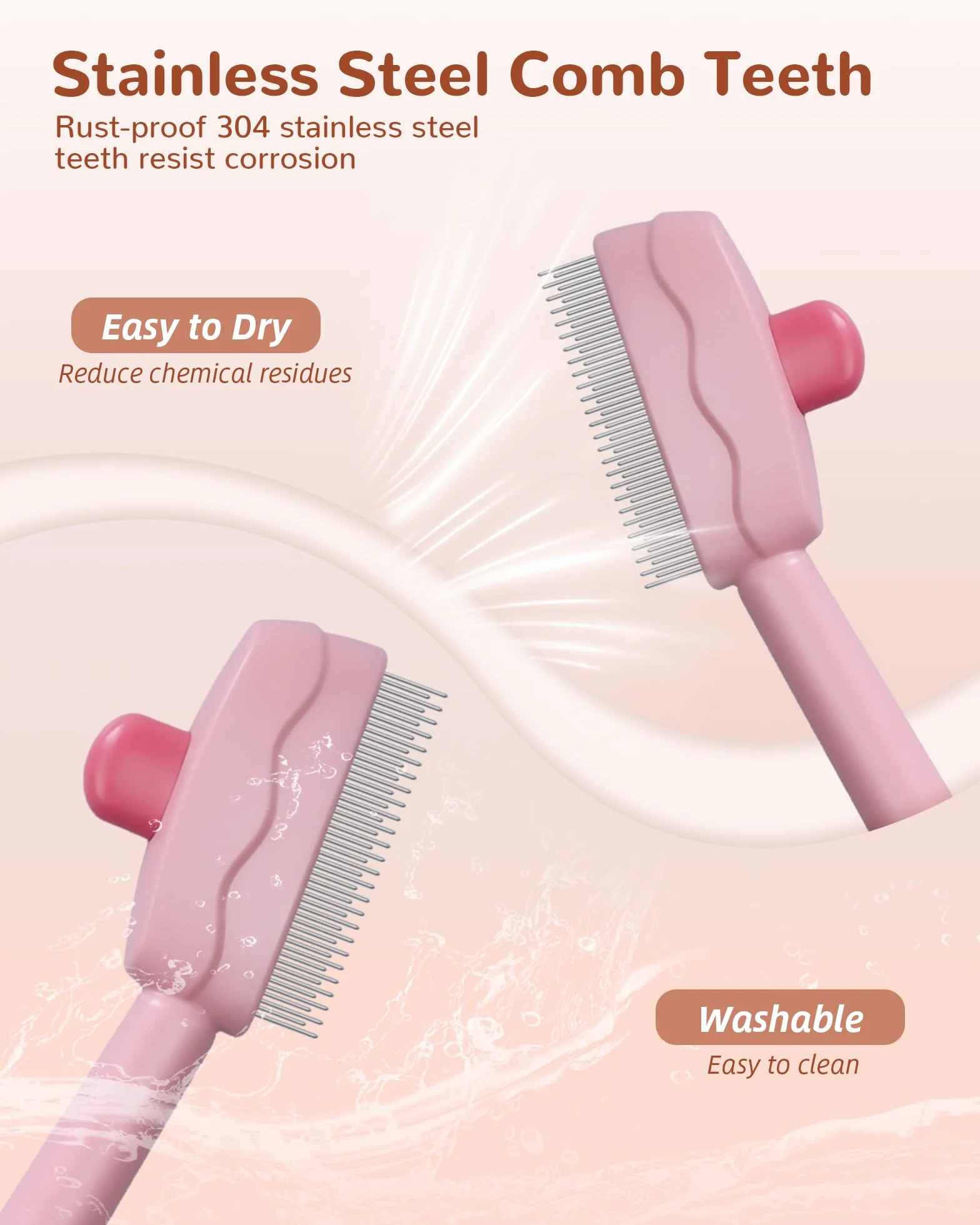 Brosses de Toilettage pour Chat et Chien Poil avec Bouton Release, Peigne D'épilation pour Animaux (Rose)