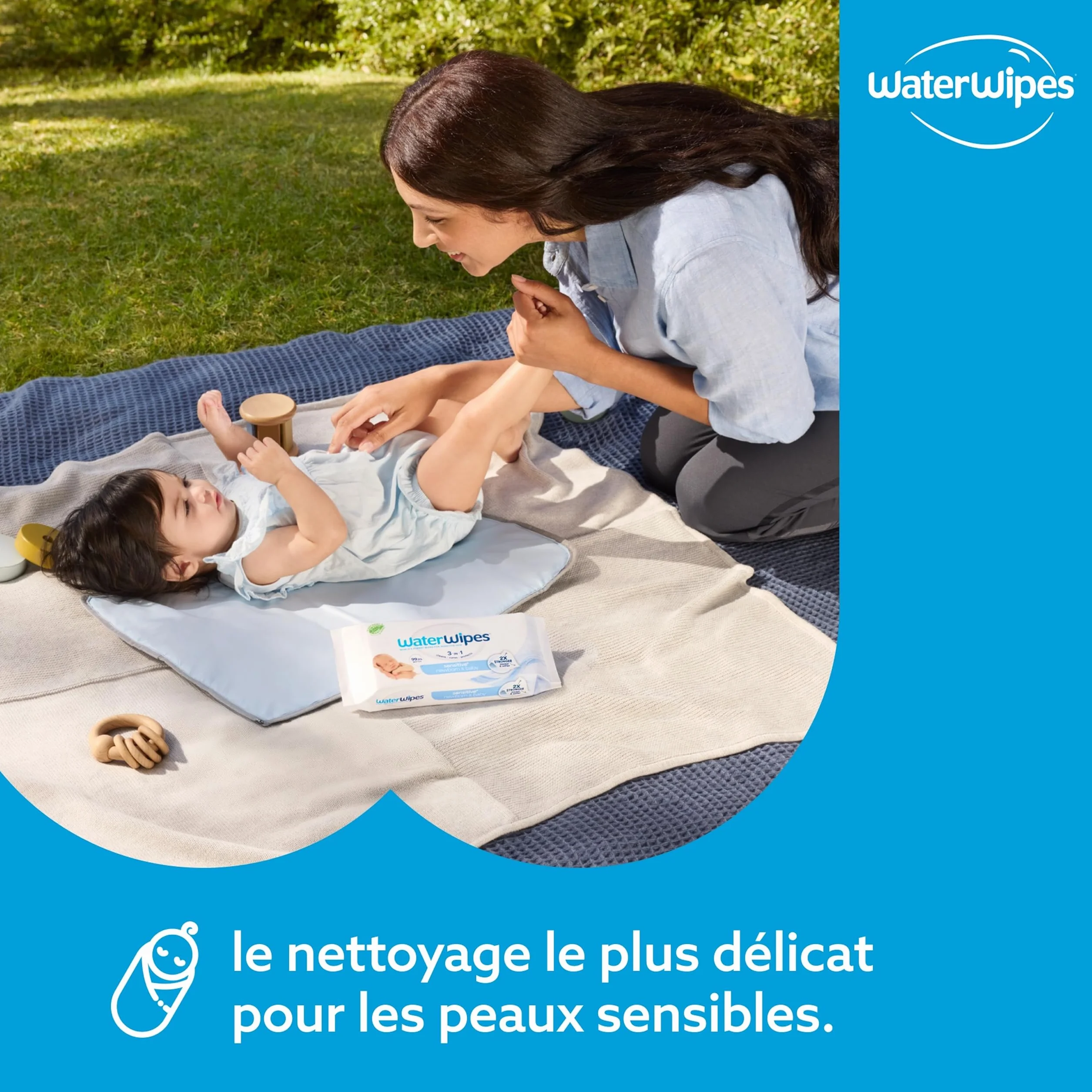 WaterWipes Sensitive+ Lingettes Bébé 360 unités (6 paquets) 99,9% eau non parfumées