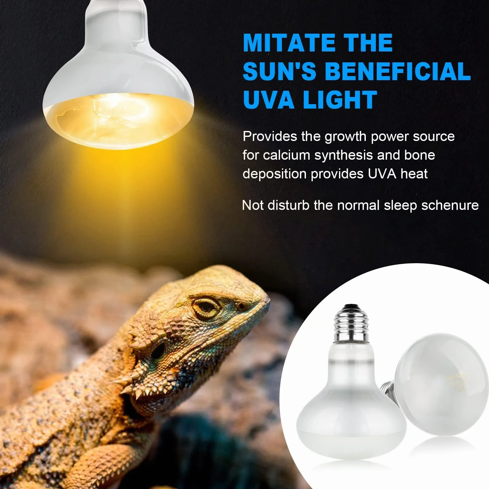 Lampe Chauffante Reptiles 50W UVA+UVB E27 Spiral 220V Silver Plated Glass