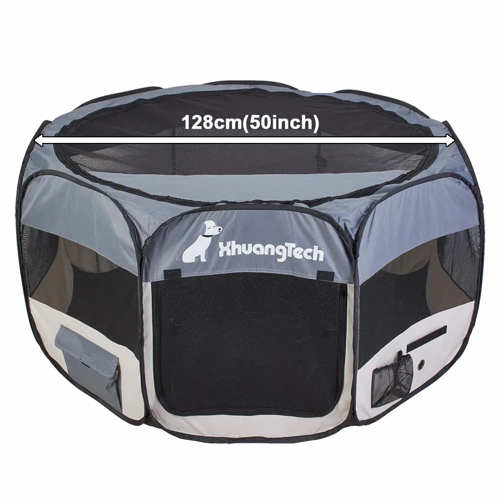 XhuangTech Pliable Niche de Jeu Portable pour Chien Chat 128 x 128 x 68 cm Gris