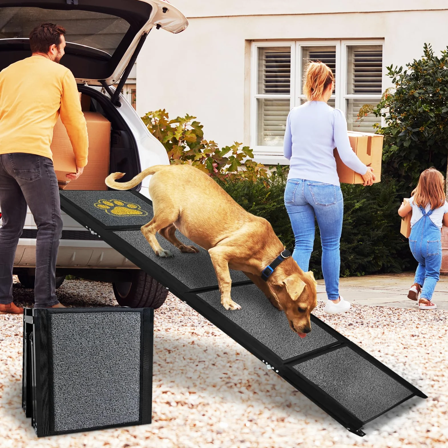 Rampe pliable pour chiens de grande taille 170 cm avec tapis antidérapant pour voiture SUV