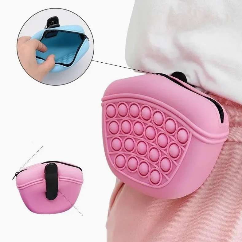 Pochette de dressage pour chien avec grande capacité - Sac banane portable pour récompenses de chien - Idéal pour la marche, le dressage et la randonnée - Couleur rose