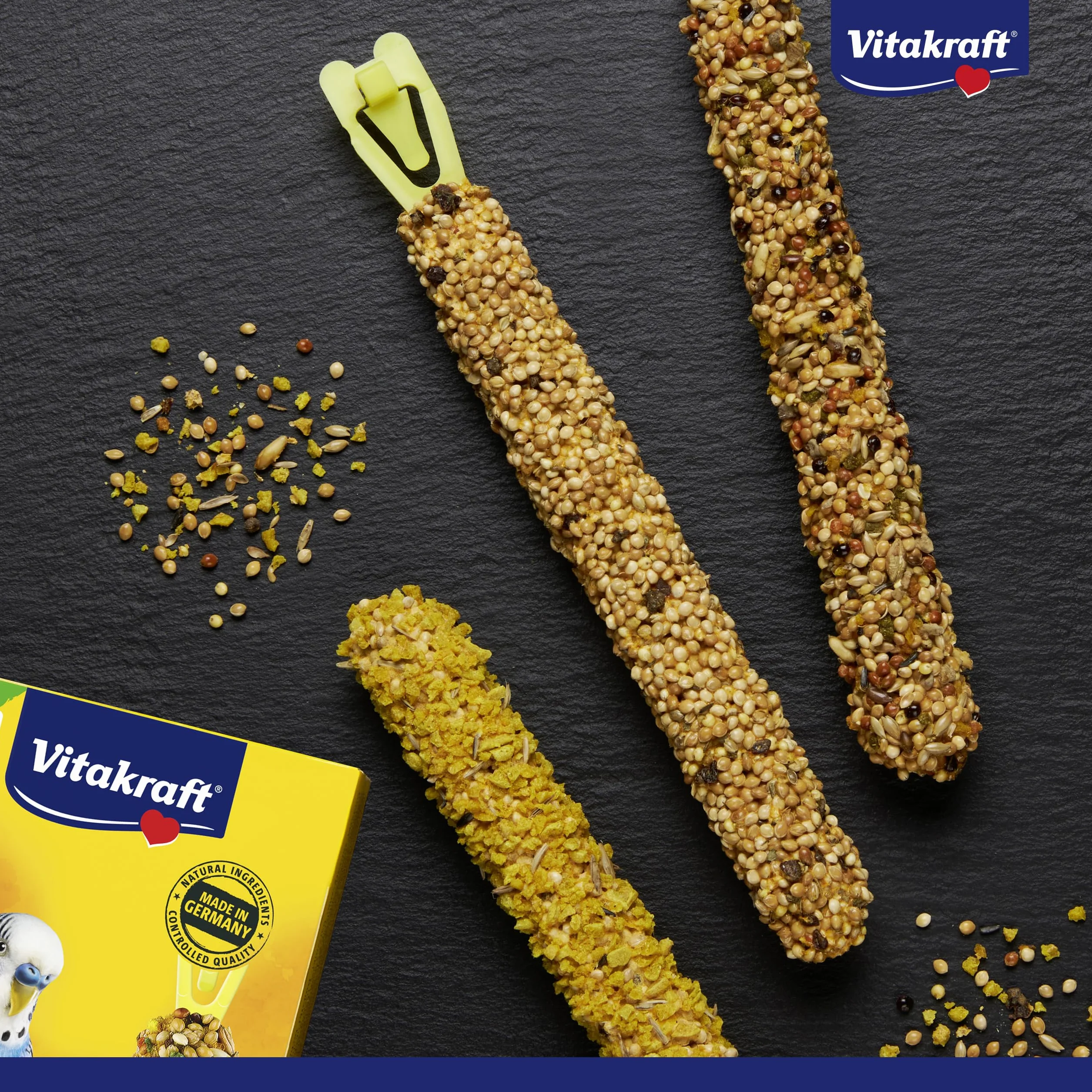 VITAKRAFT Kräcker Mix Snack Pour Oiseaux Œufs Graines Herbe Abricot Figue Miel Sésame Entretien Bec Sans Sucre 10x90G